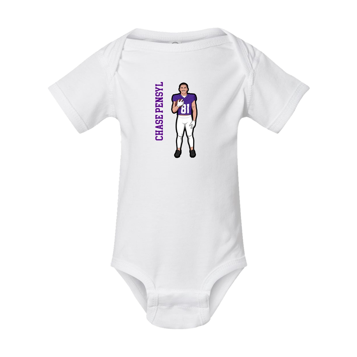 Baby Onesie — Name Vertical in White