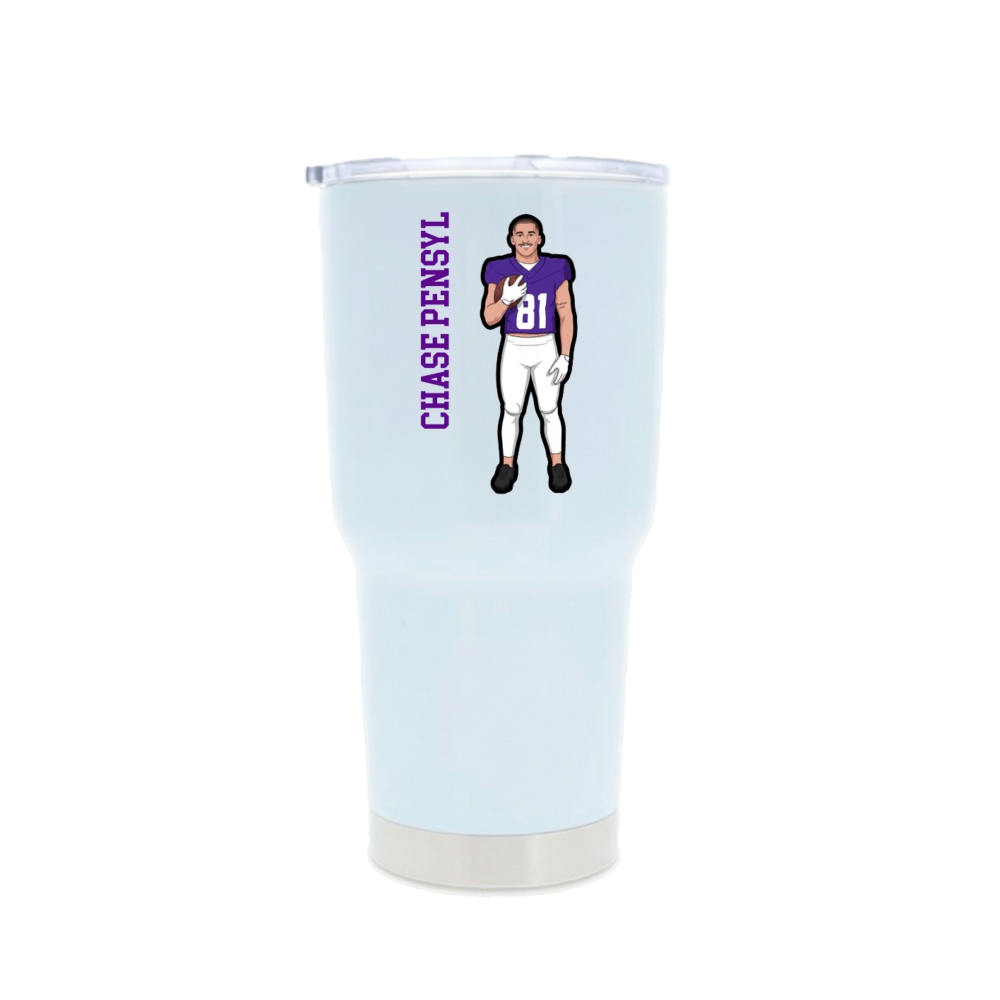 30oz Stainless Steel Tumbler — Name Vertical in White