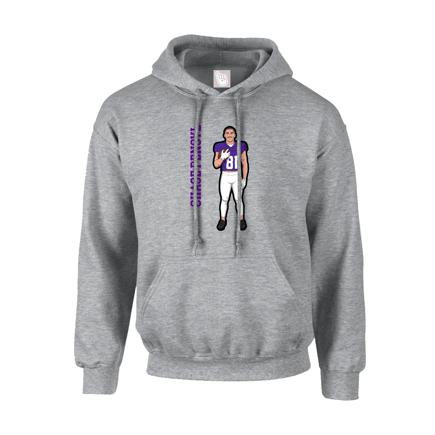 Youth Hoodie — Name Vertical in Grey