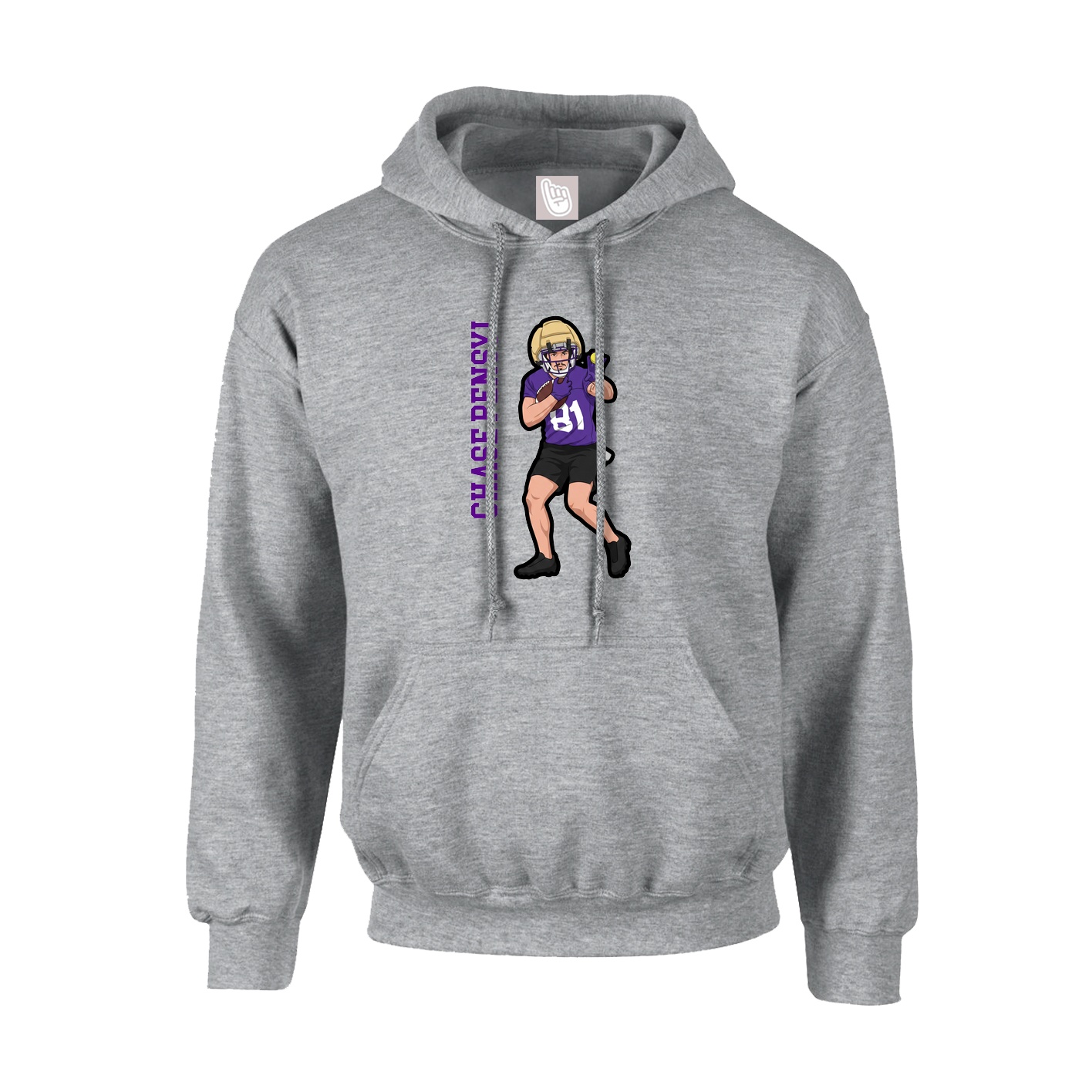 Youth Hoodie — Name Vertical in Grey