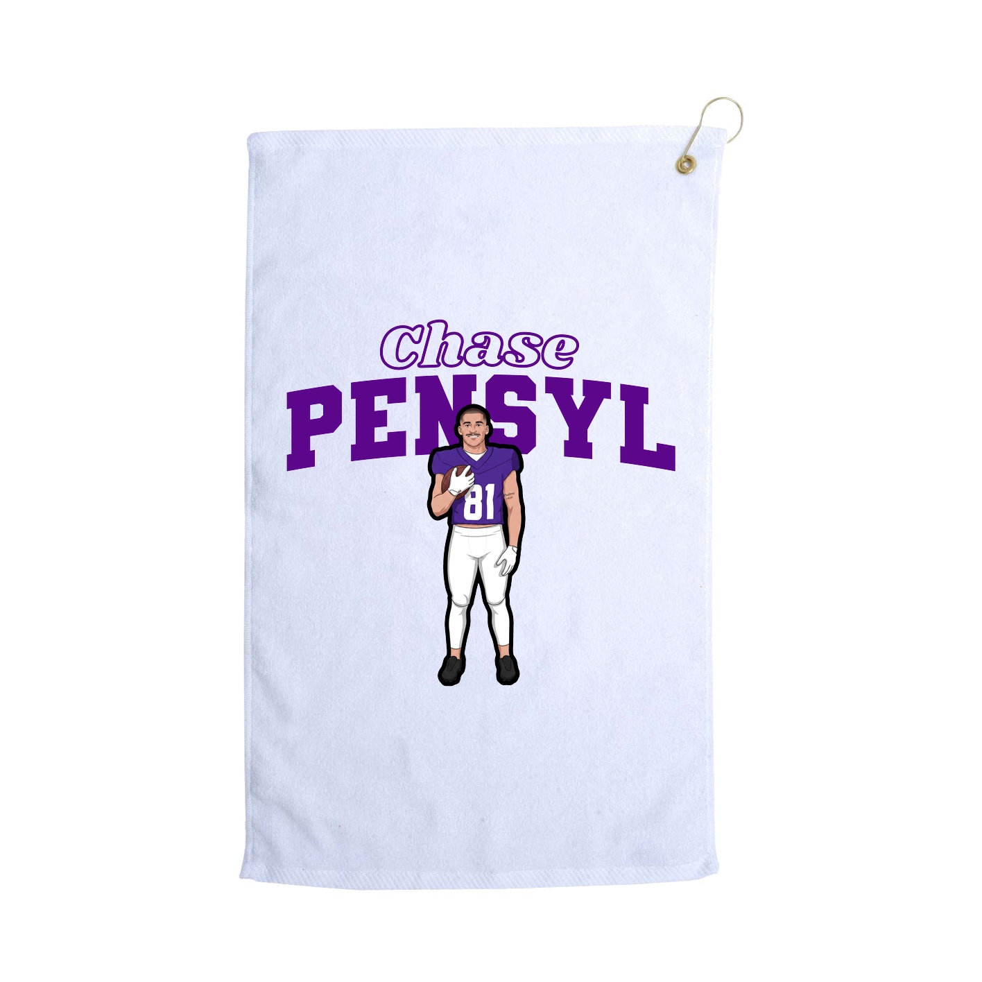 Golf Towel — Name Arch in White
