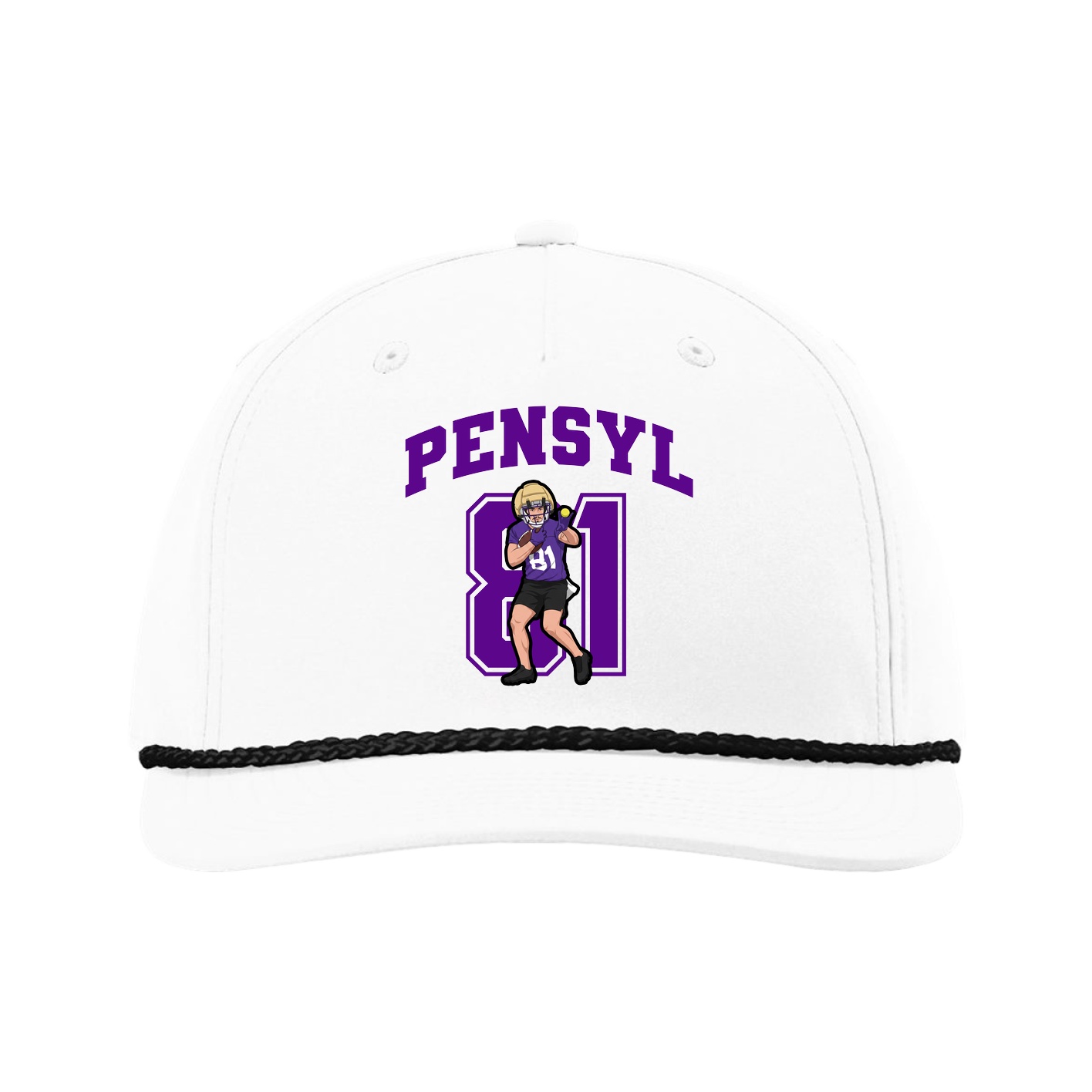 Five-Panel Classic Rope Cap — Number in White