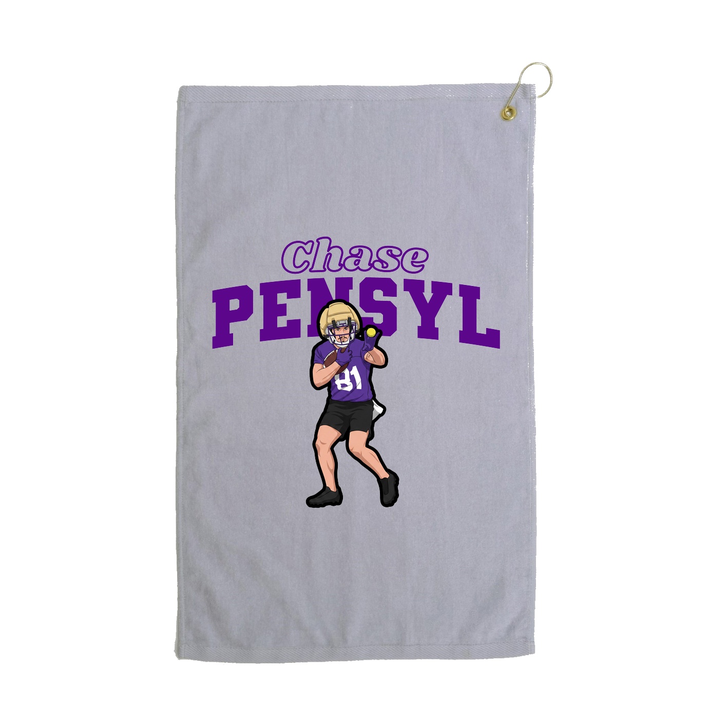 Golf Towel — Name Arch in Grey