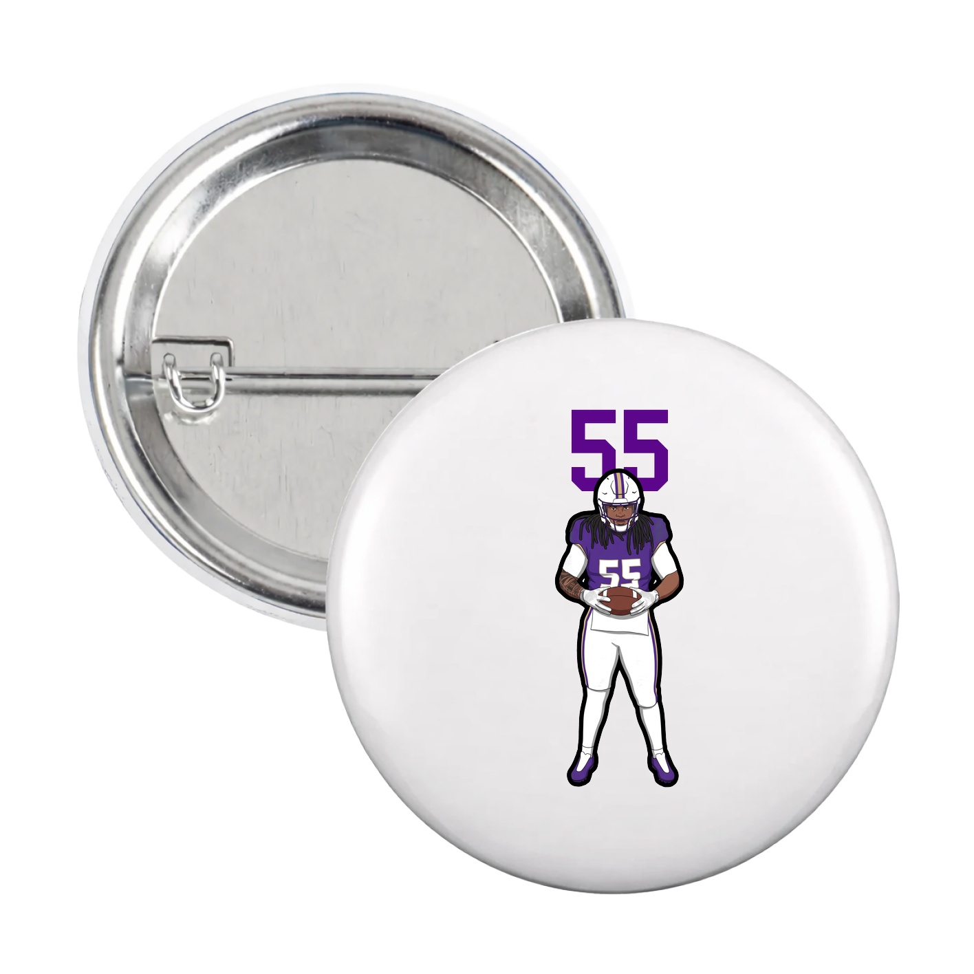 Game Day Button — Number Top in White