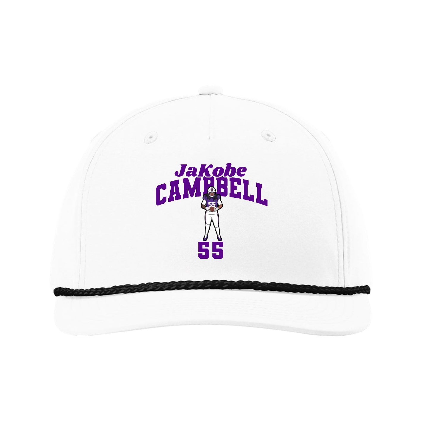 Five-Panel Classic Rope Cap — Signature Arch in White