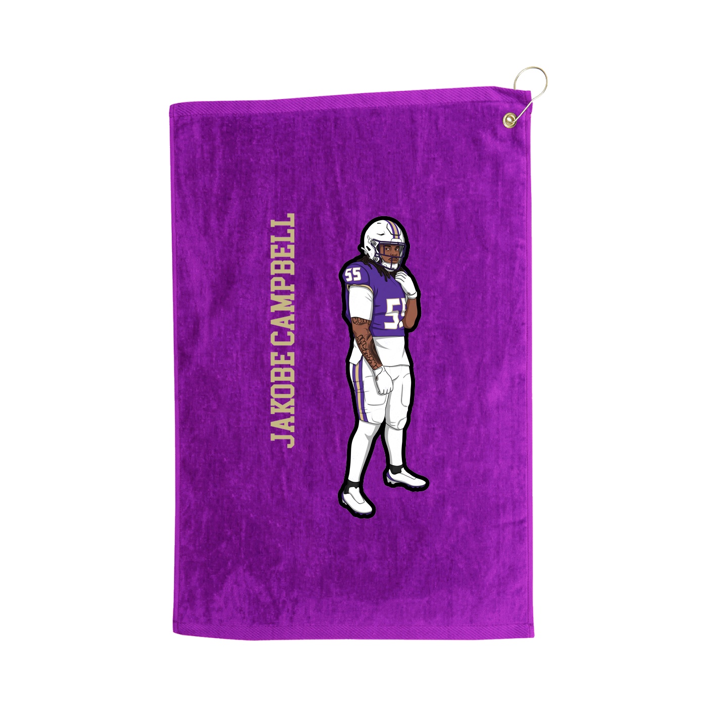 Golf Towel — Name Vertical in Purple
