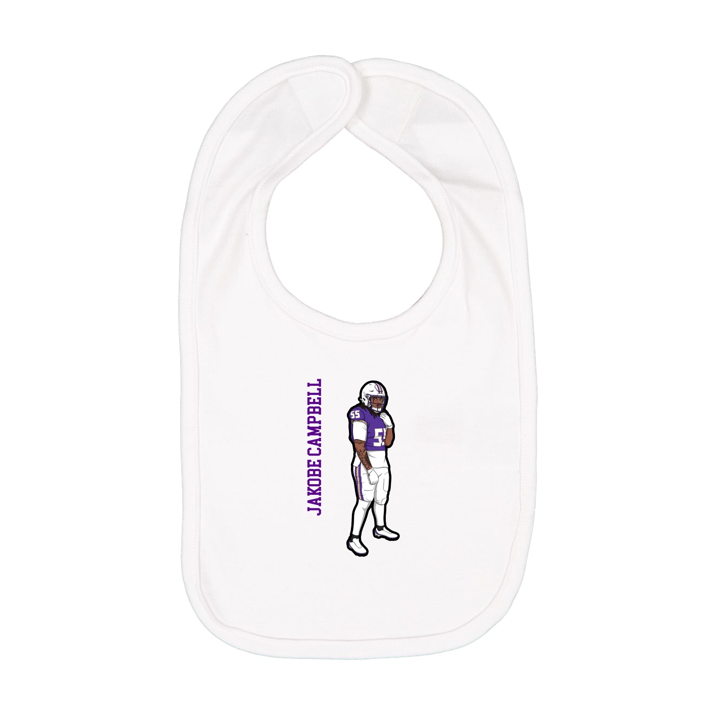 Infant Bib — Name Vertical in White