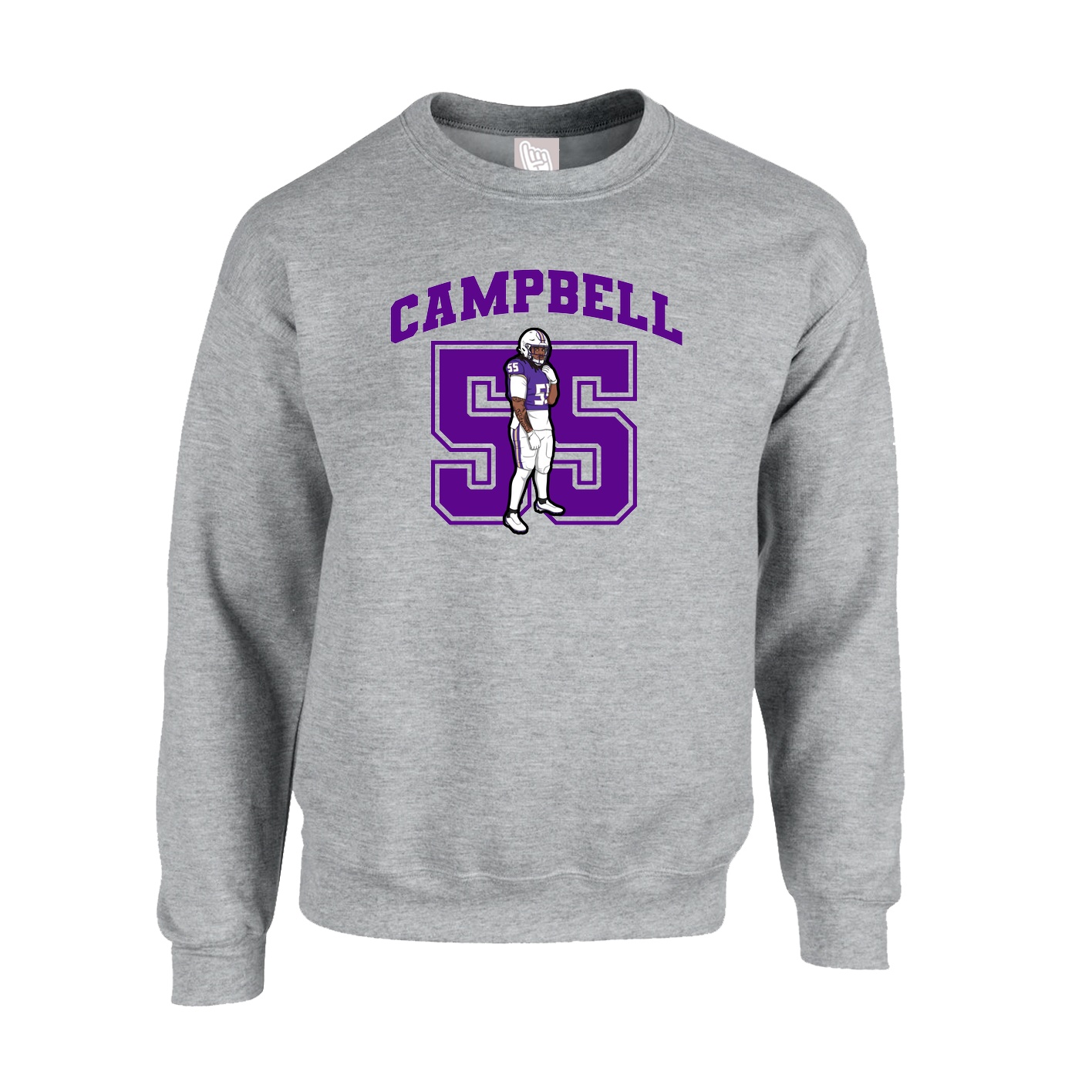Fleece Crew — Number in Grey