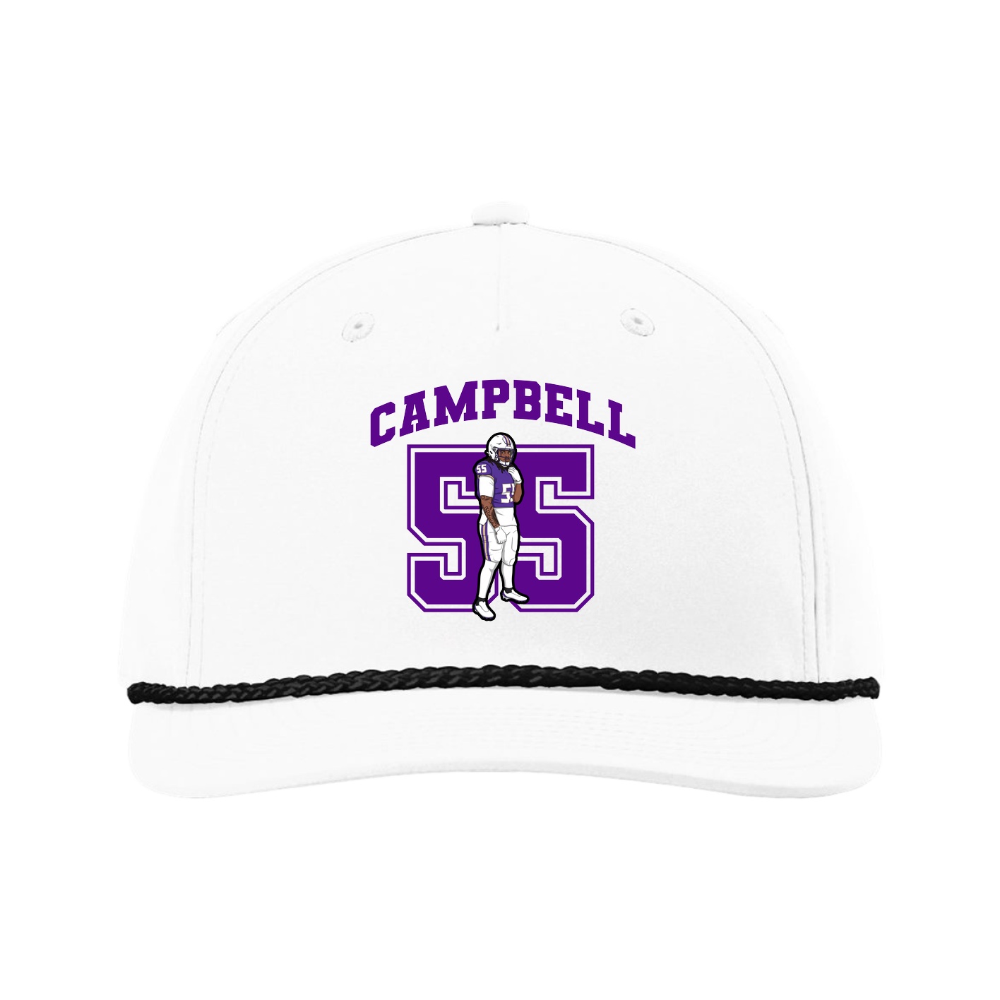 Five-Panel Classic Rope Cap — Number in White