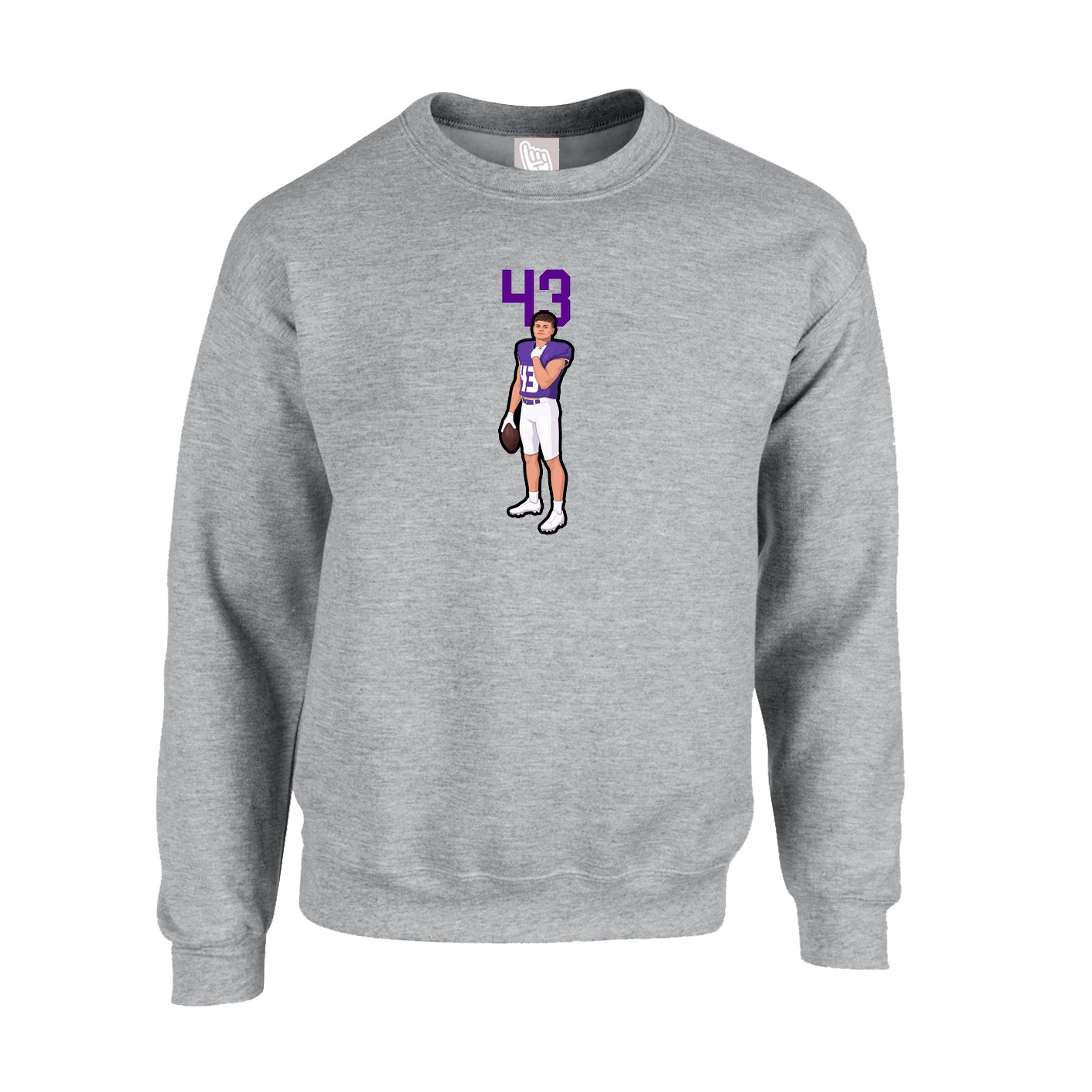 Fleece Crew — Number Top in Grey