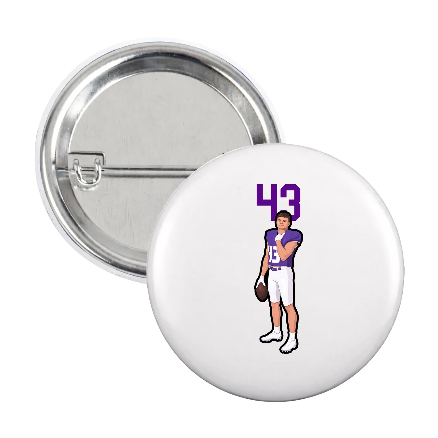 Game Day Button — Number Top in White