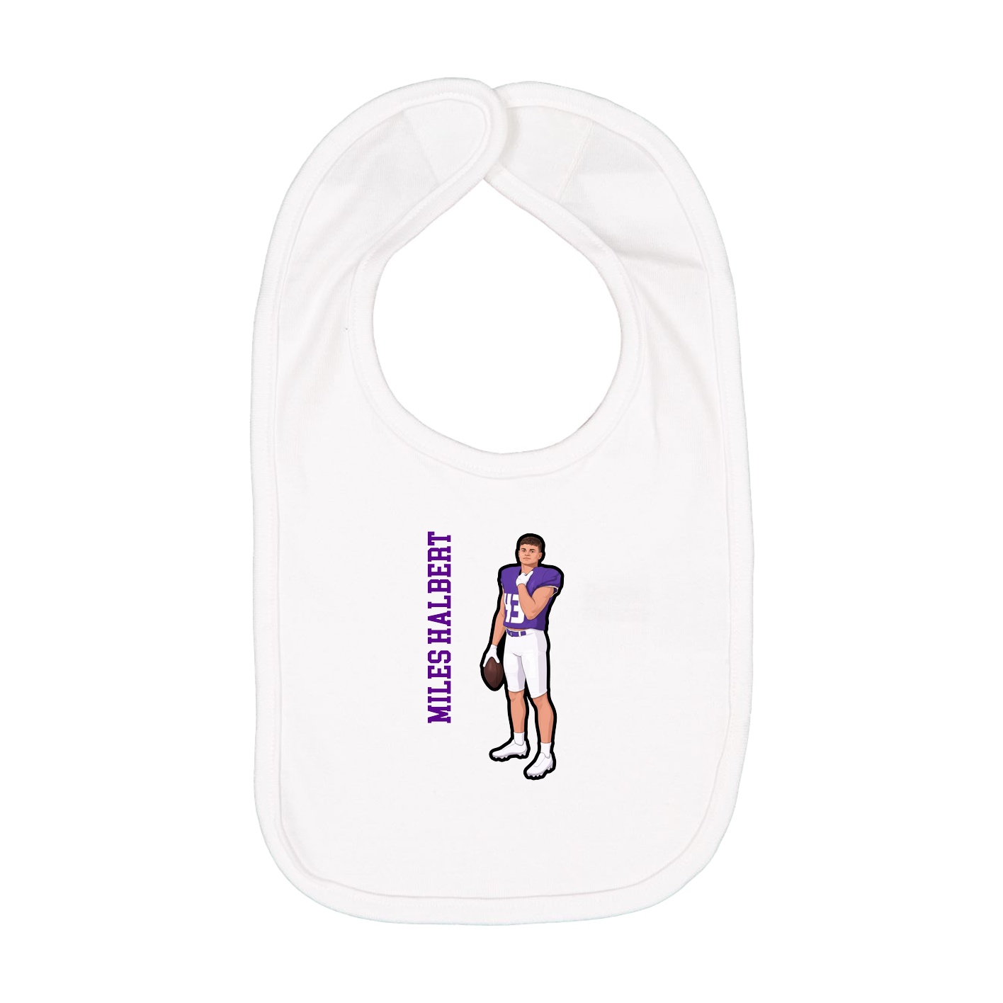 Infant Bib — Name Vertical in White