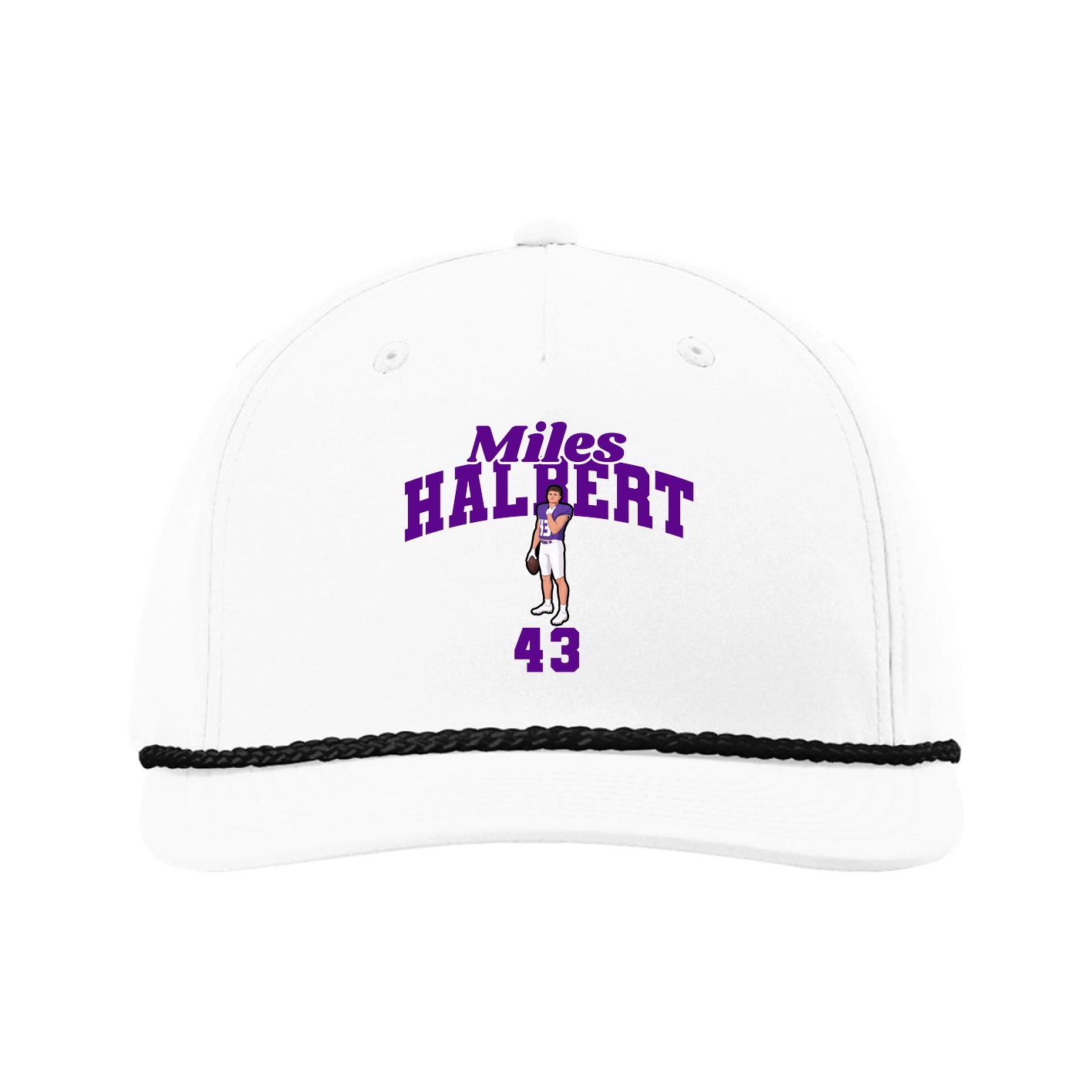 Five-Panel Classic Rope Cap — Signature Arch in White