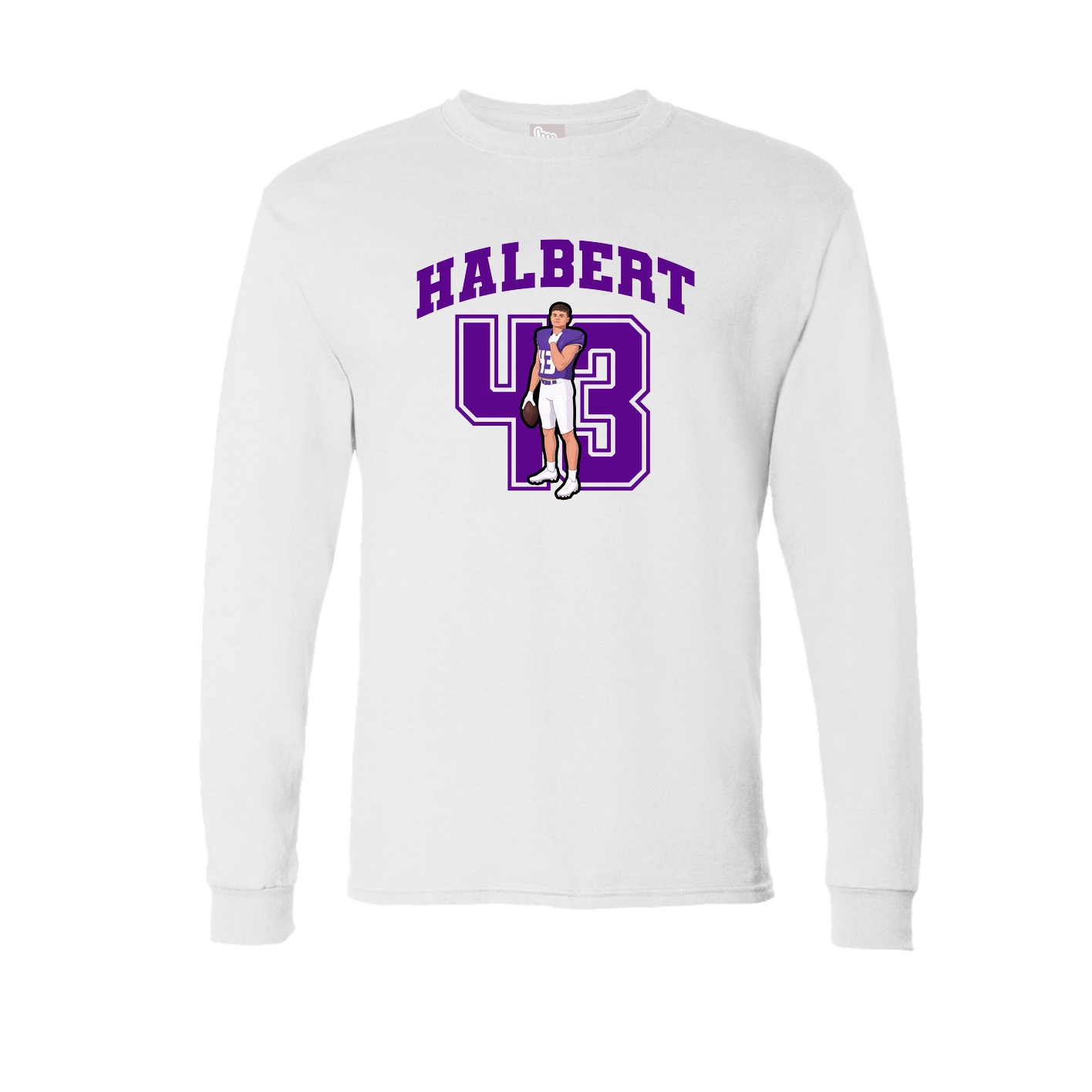 Long Sleeve Tee — Number in White