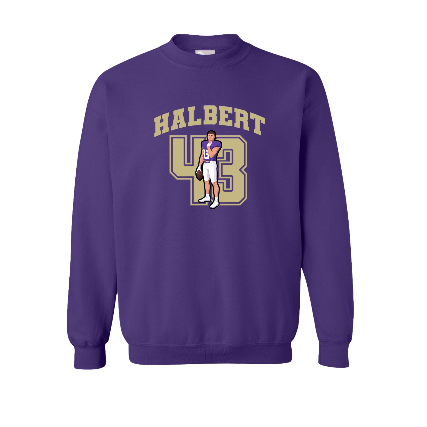 Fleece Crew — Number in Purple