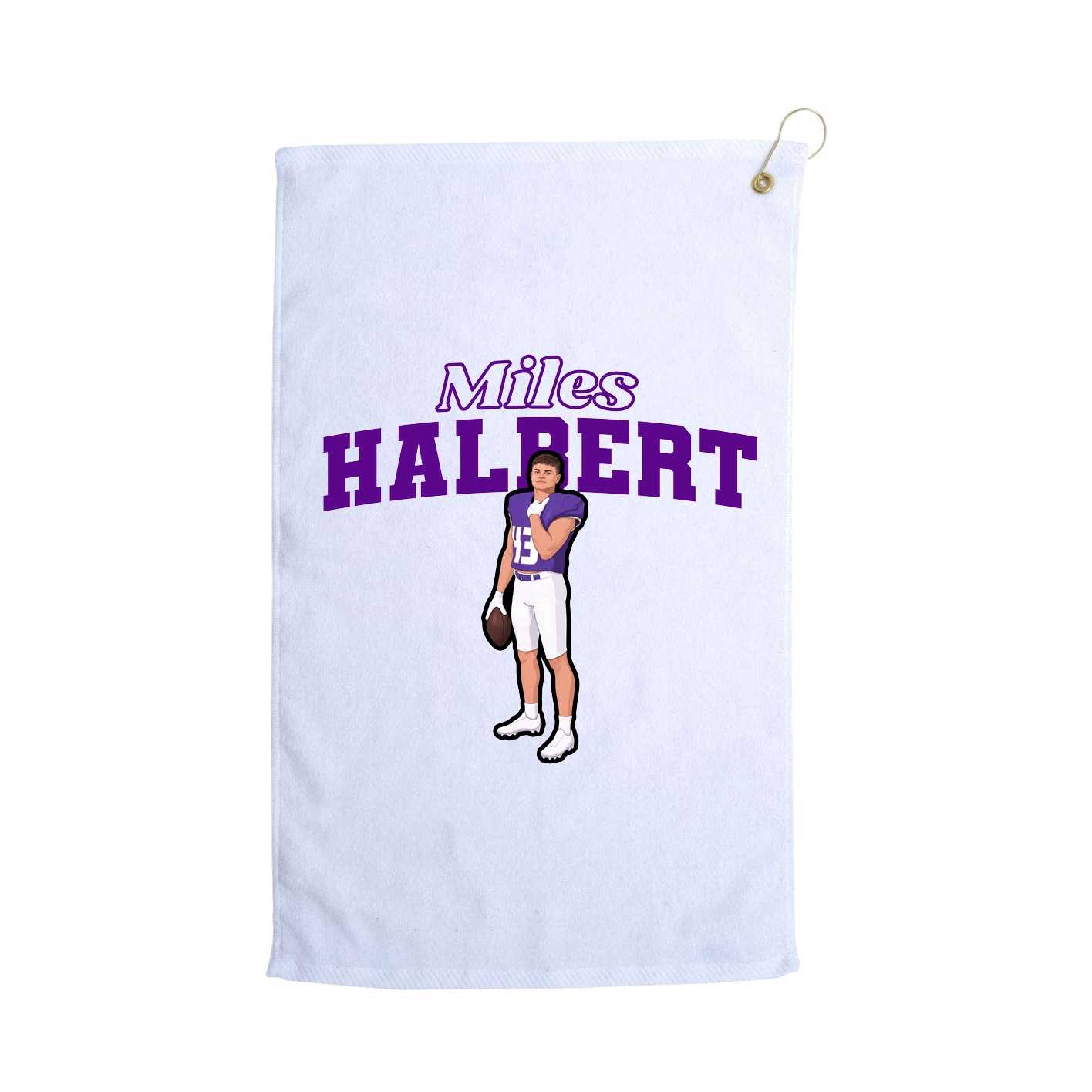 Golf Towel — Name Arch in White