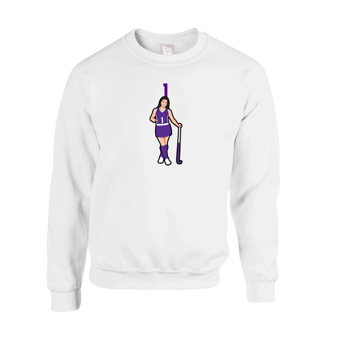 Fleece Crew — Number Top in White