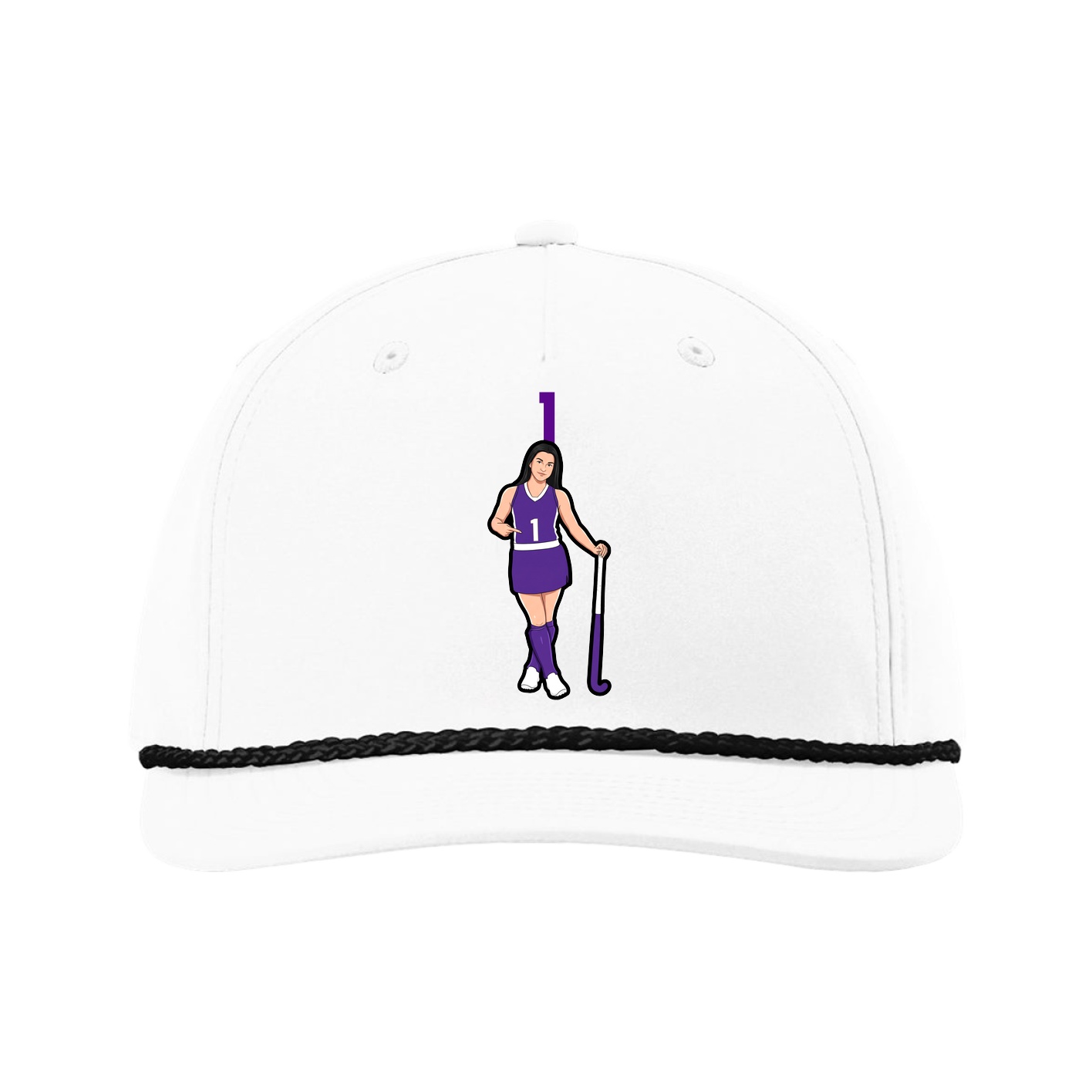 Five-Panel Classic Rope Cap — Number Top in White