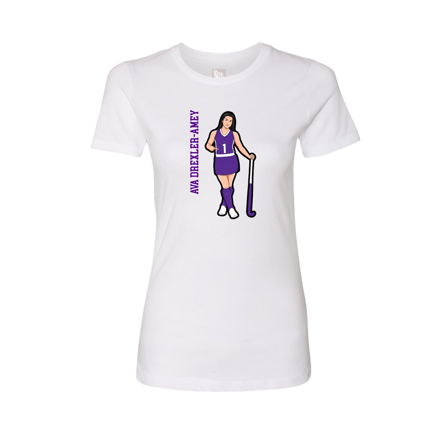 Fitted Women's Tee — Name Vertical in White
