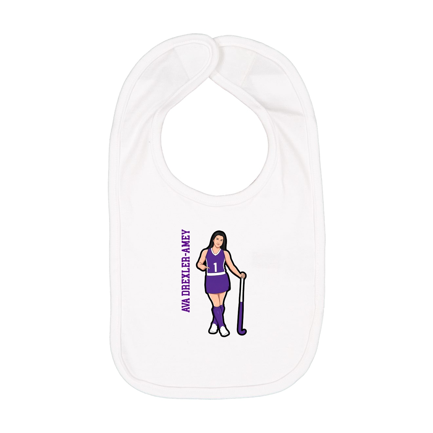 Infant Bib — Name Vertical in White
