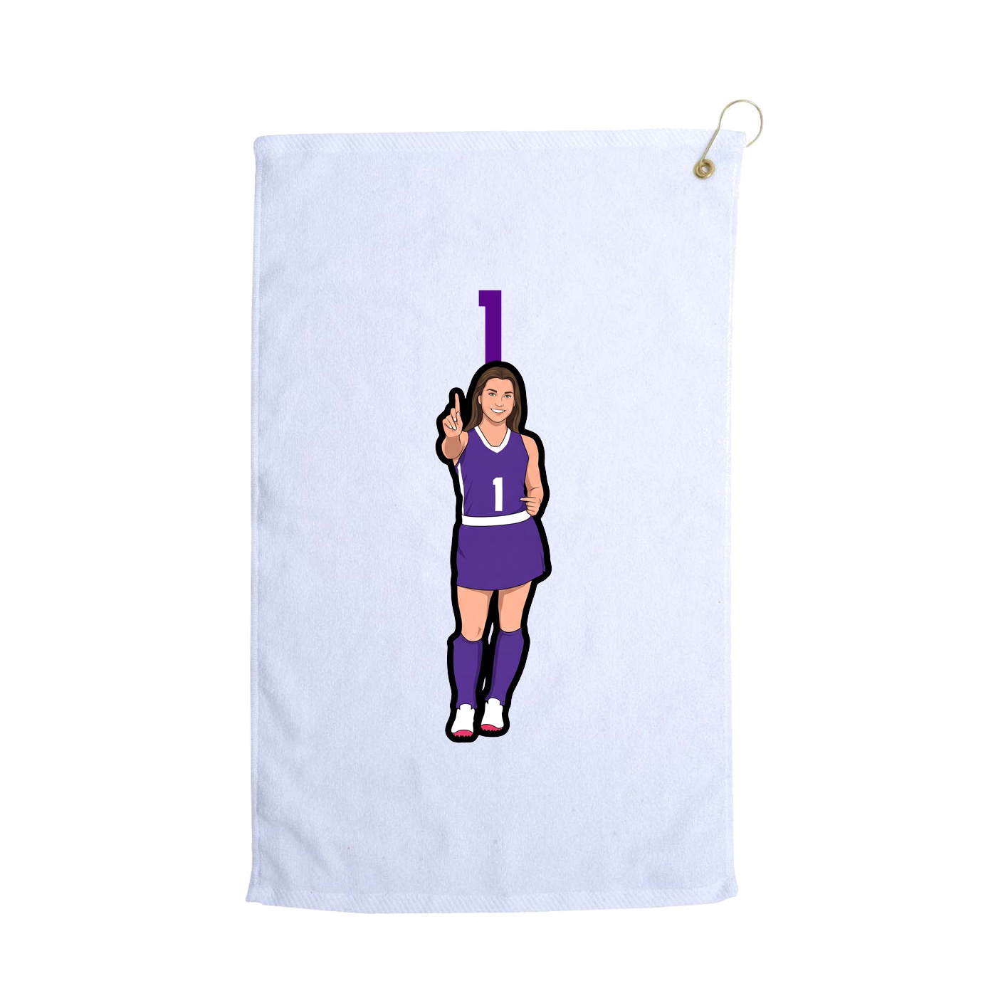 Golf Towel — Number Top in White
