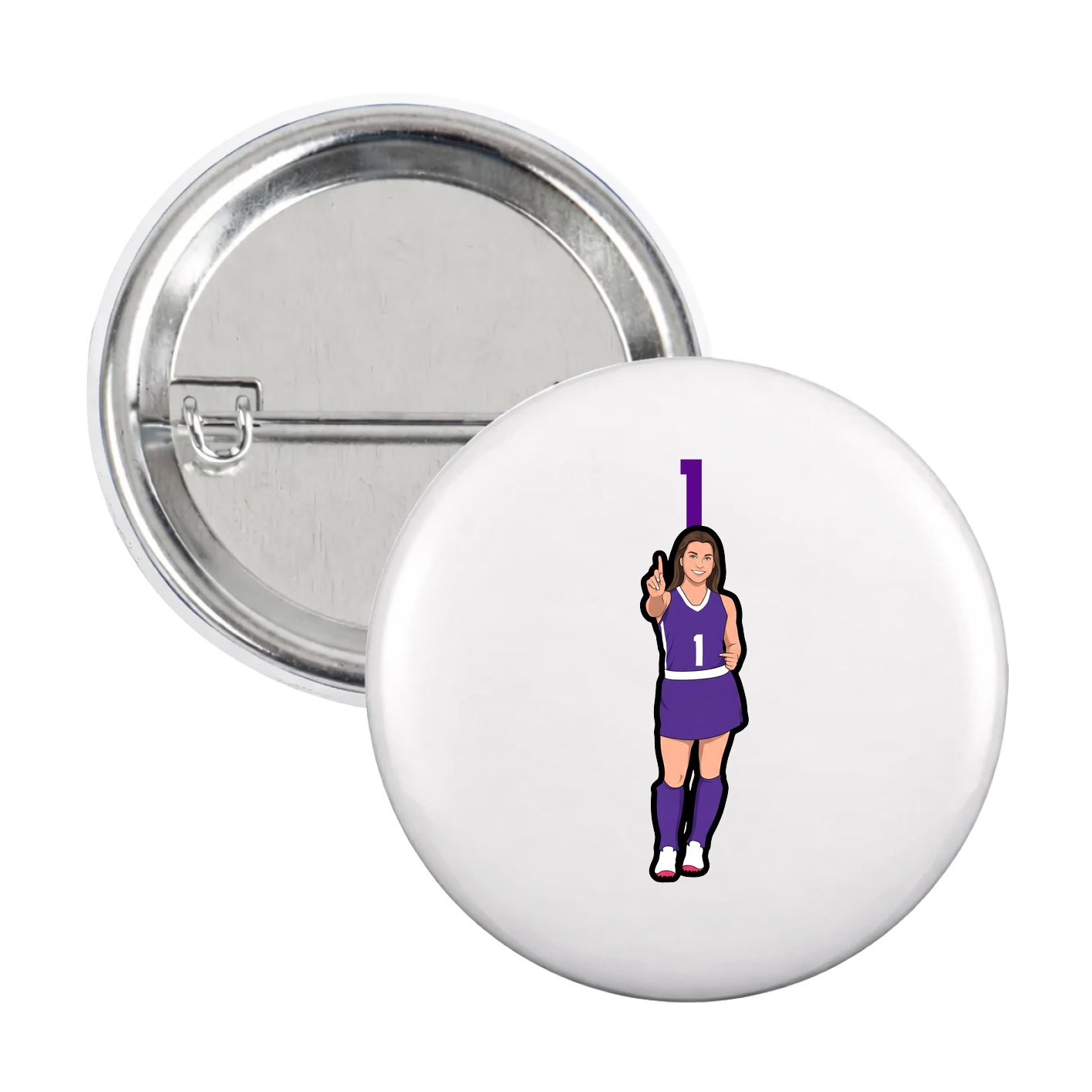 Game Day Button — Number Top in White