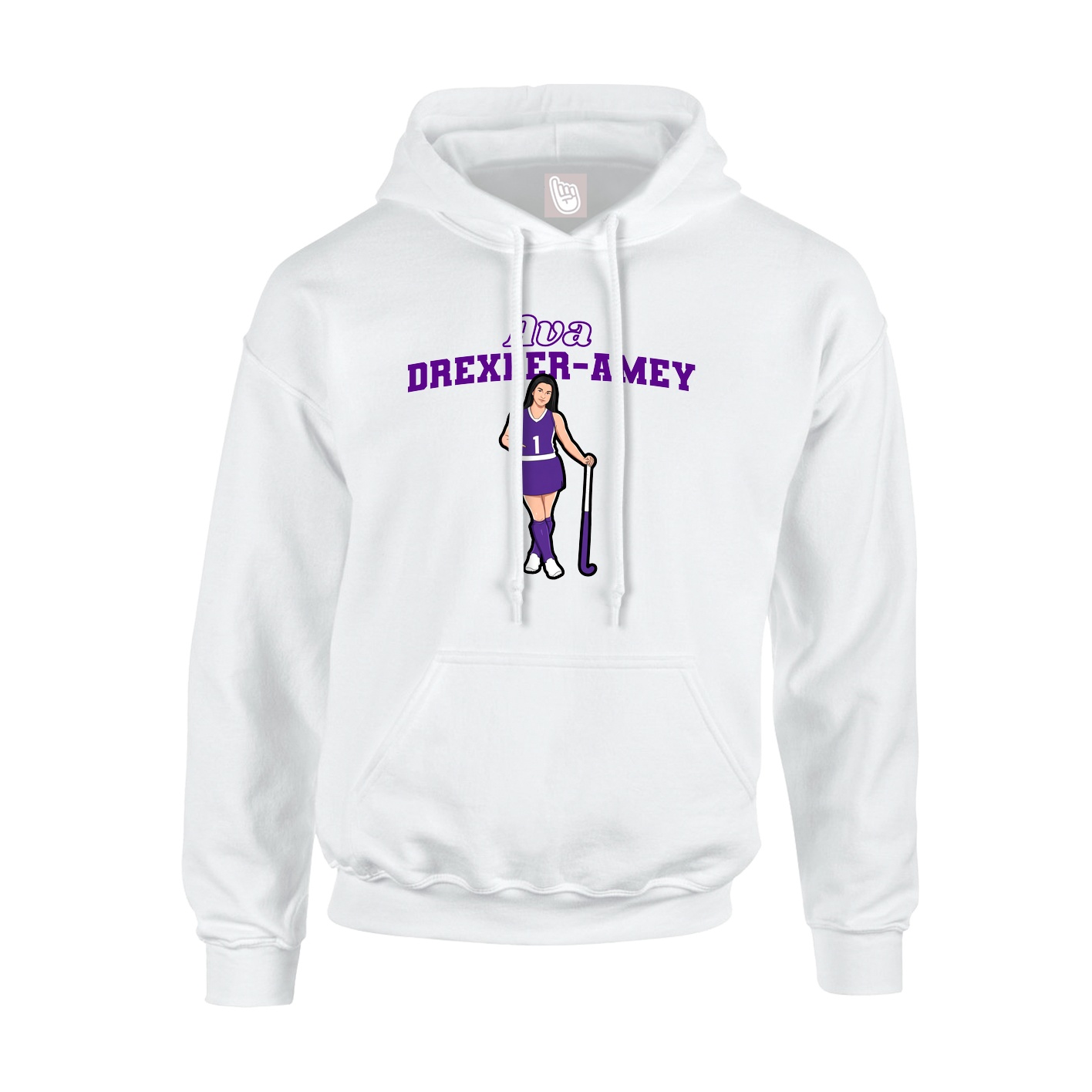 Youth Hoodie — Name Arch in White