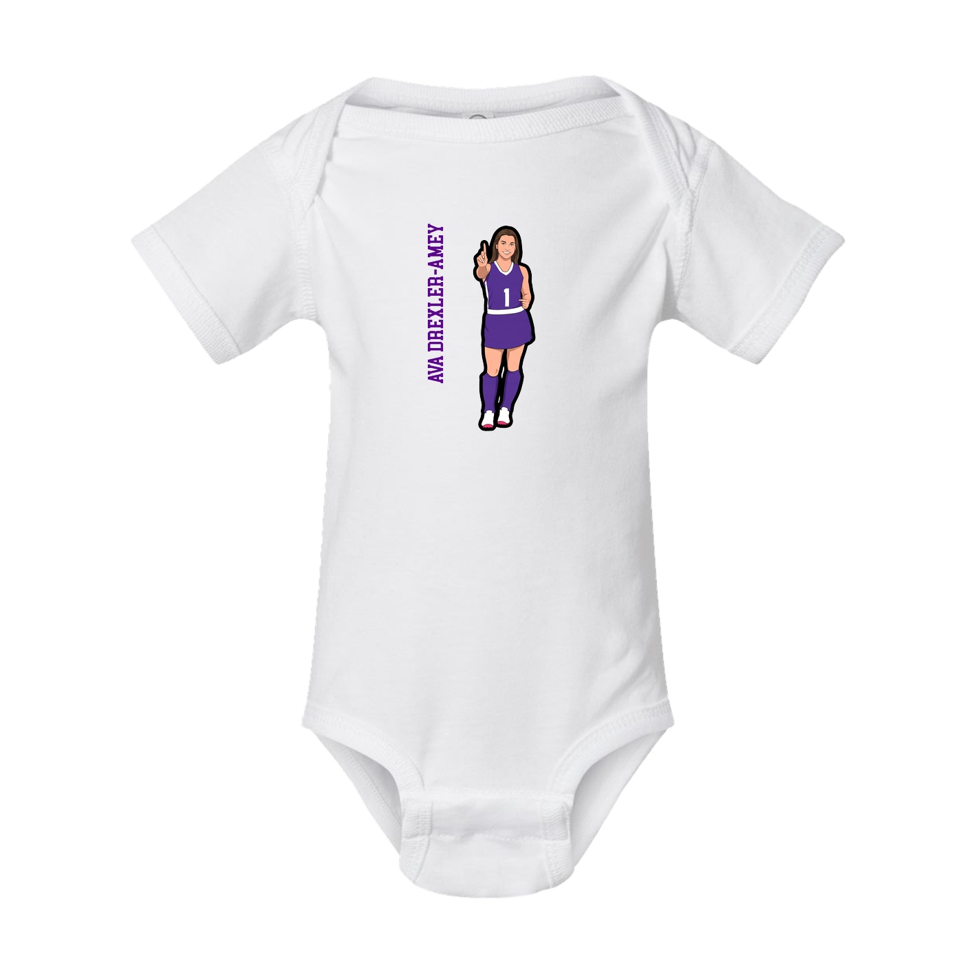 Baby Onesie — Name Vertical in White