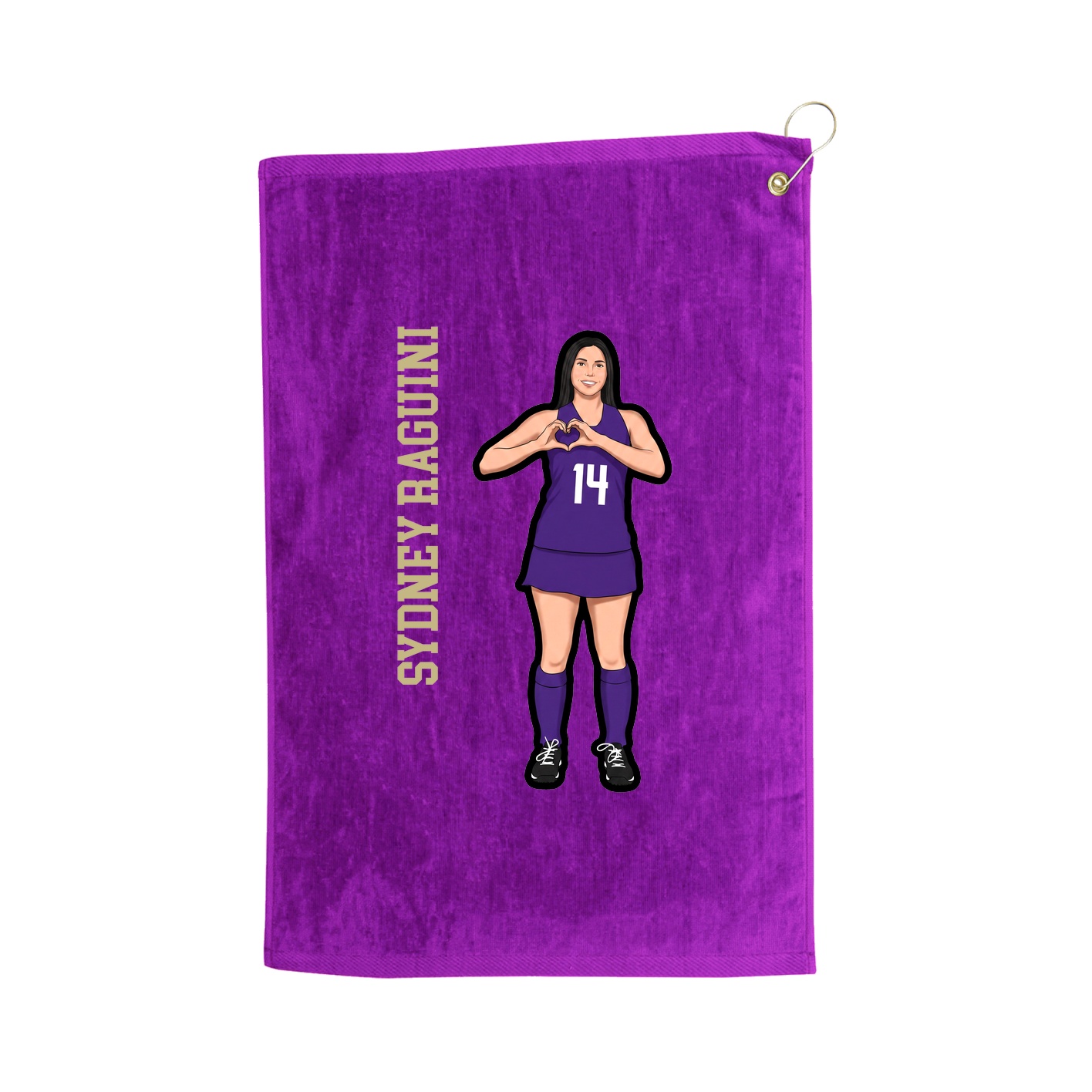 Golf Towel — Name Vertical in Purple