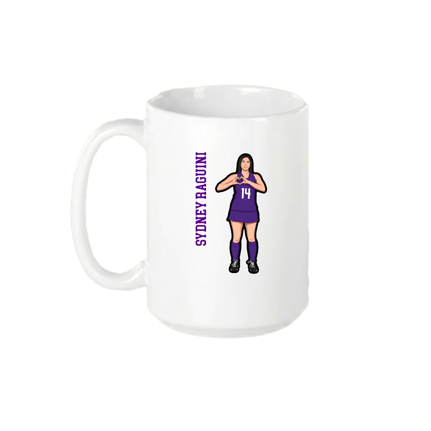 15oz Coffee Mug — Name Vertical in White
