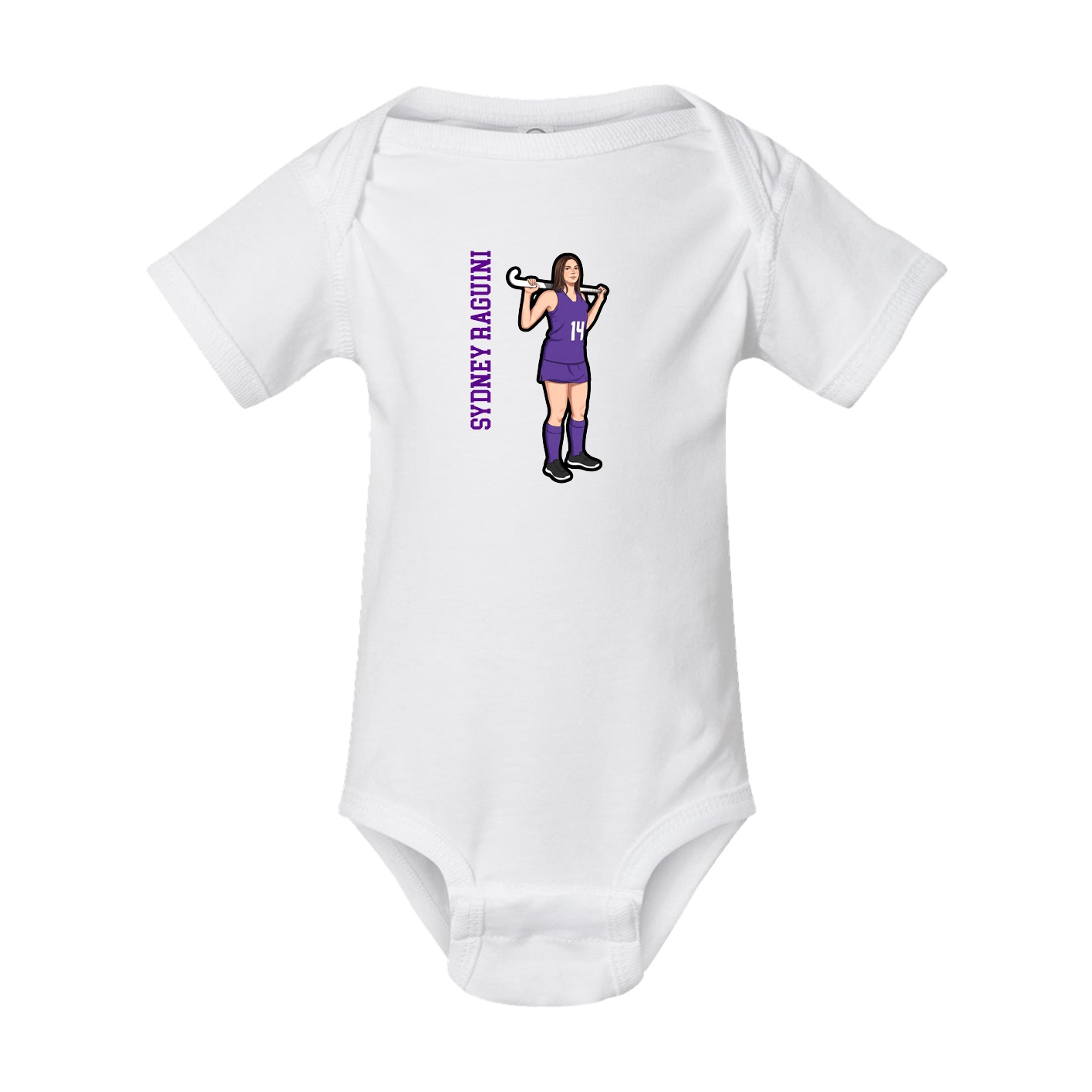 Baby Onesie — Name Vertical in White