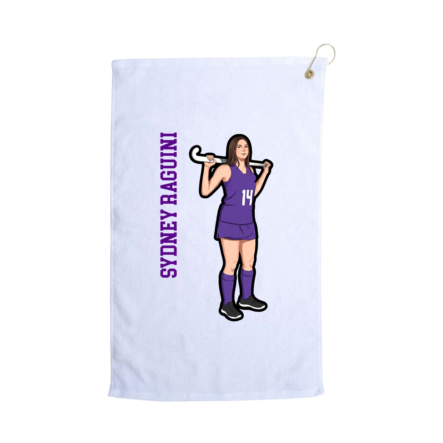 Golf Towel — Name Vertical in White