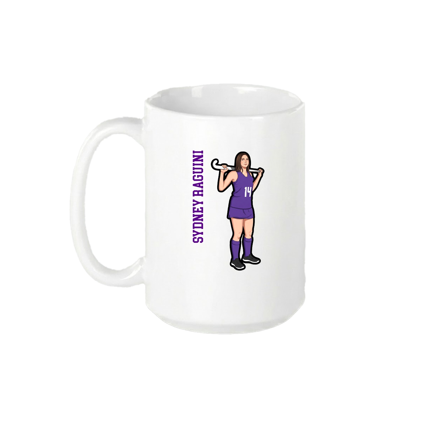 15oz Coffee Mug — Name Vertical in White