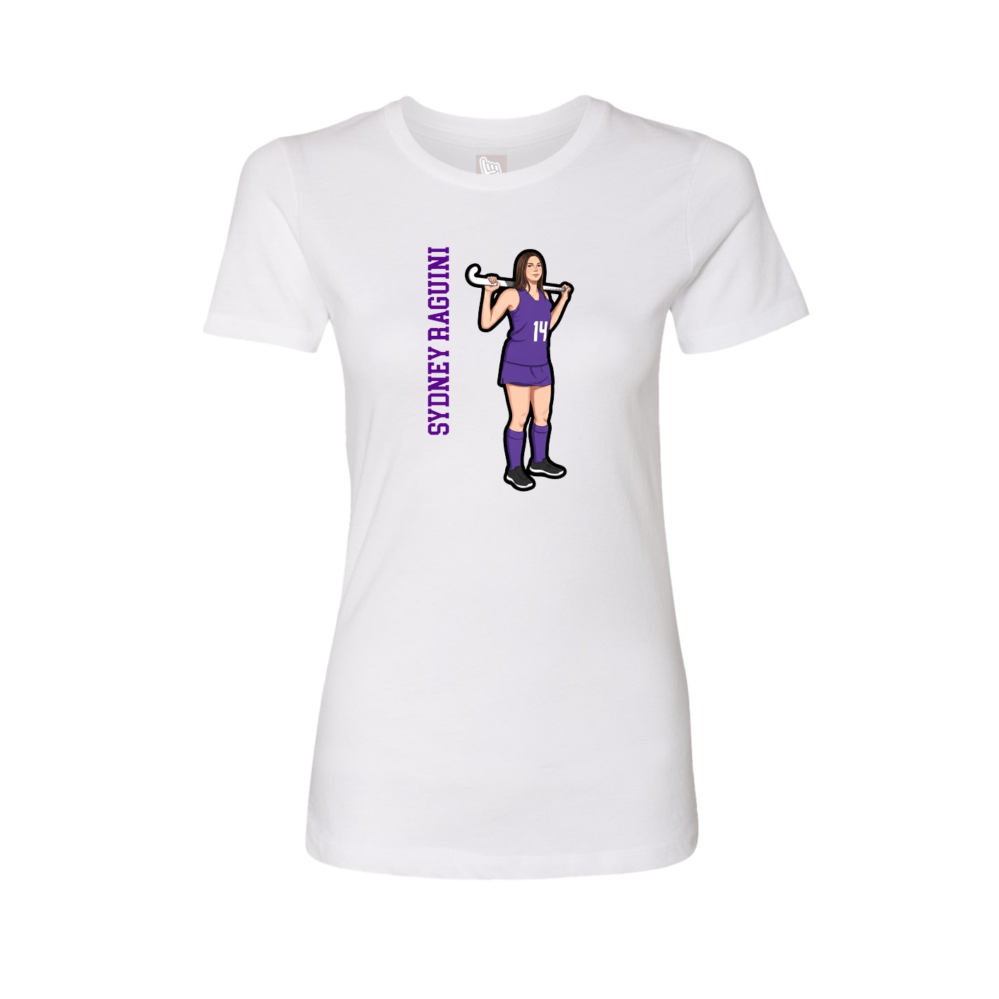 Fitted Women's Tee — Name Vertical in White
