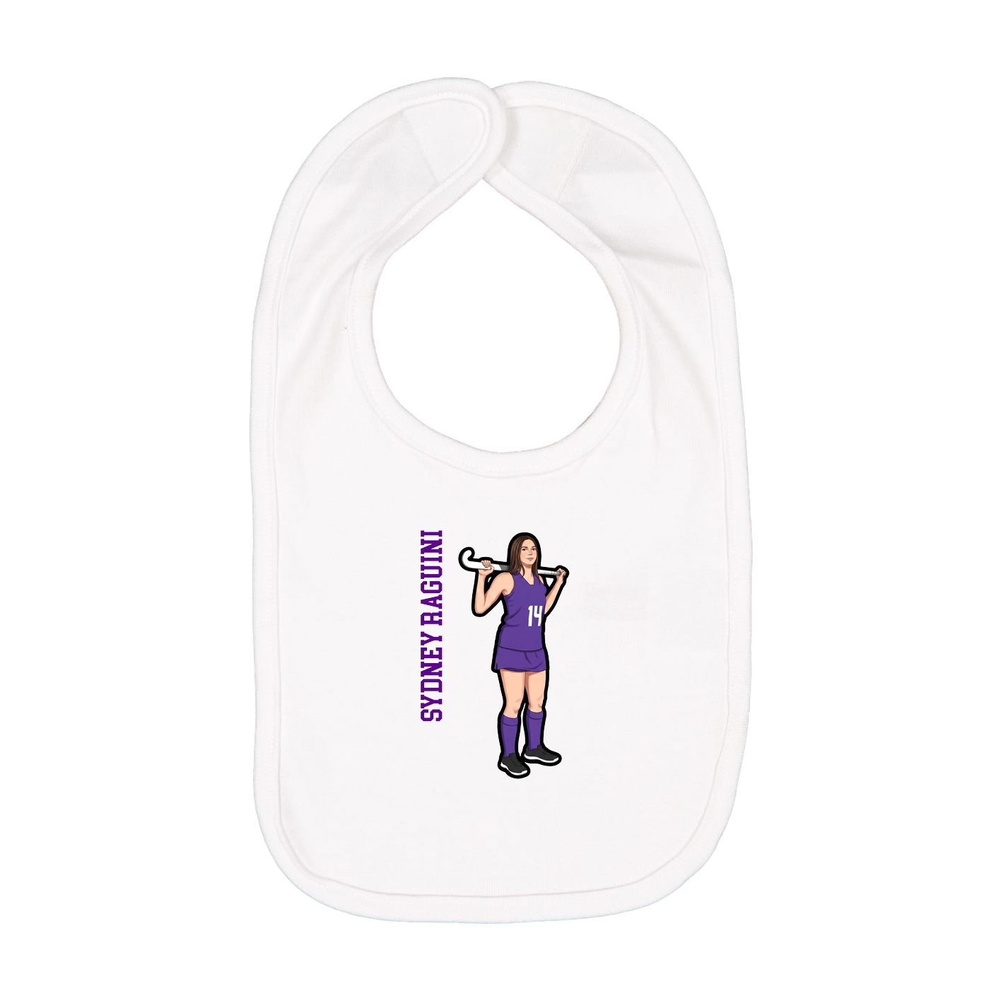 Infant Bib — Name Vertical in White