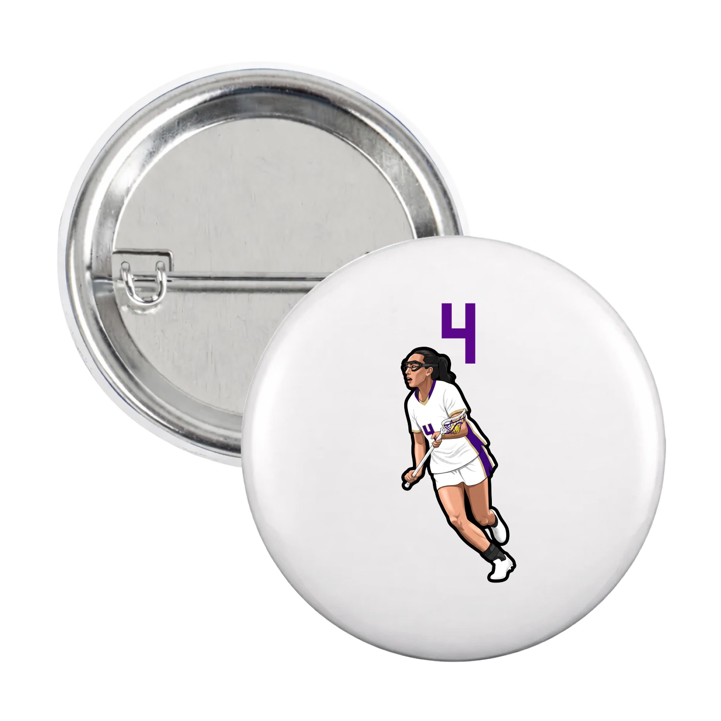 Game Day Button — Number Top in White