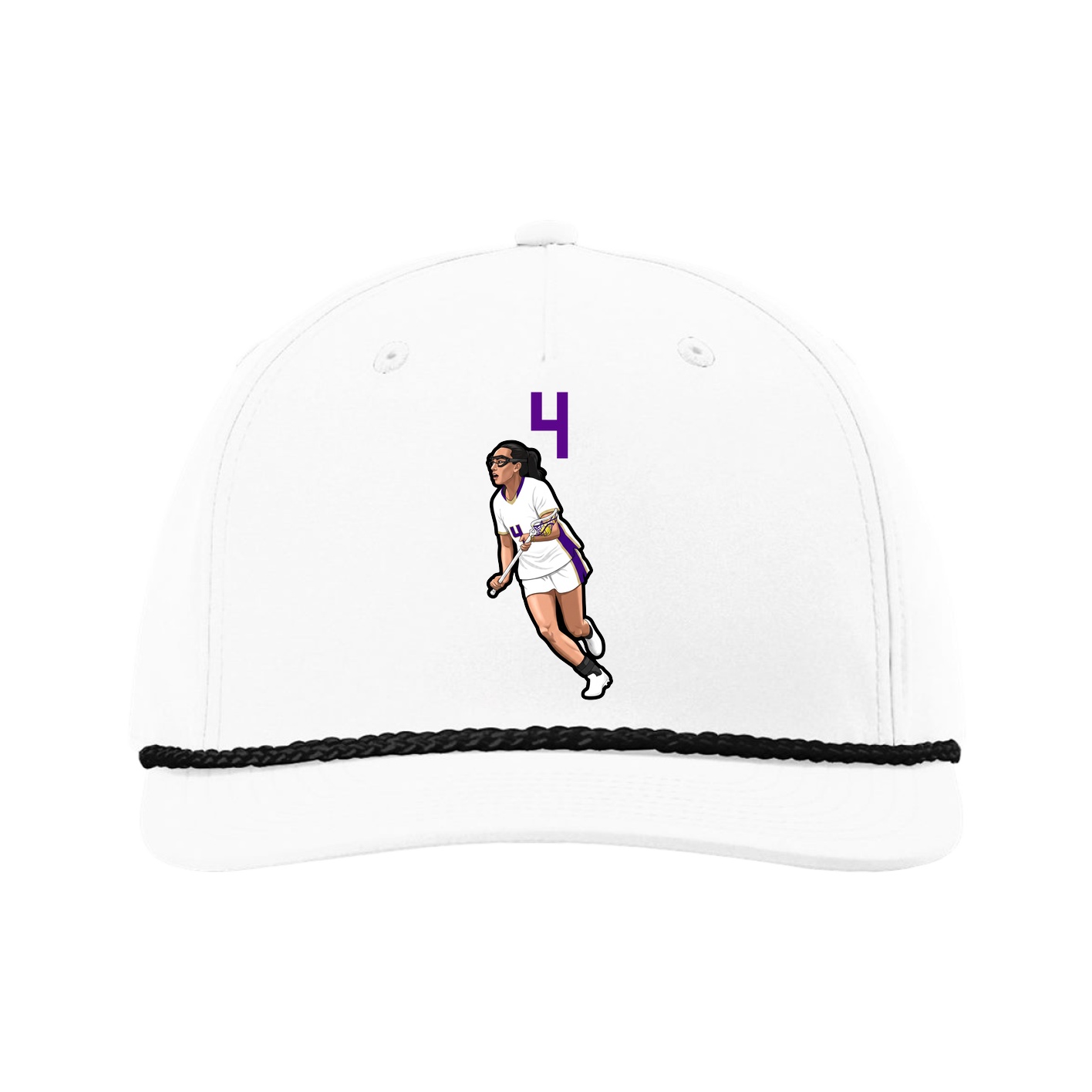 Five-Panel Classic Rope Cap — Number Top in White
