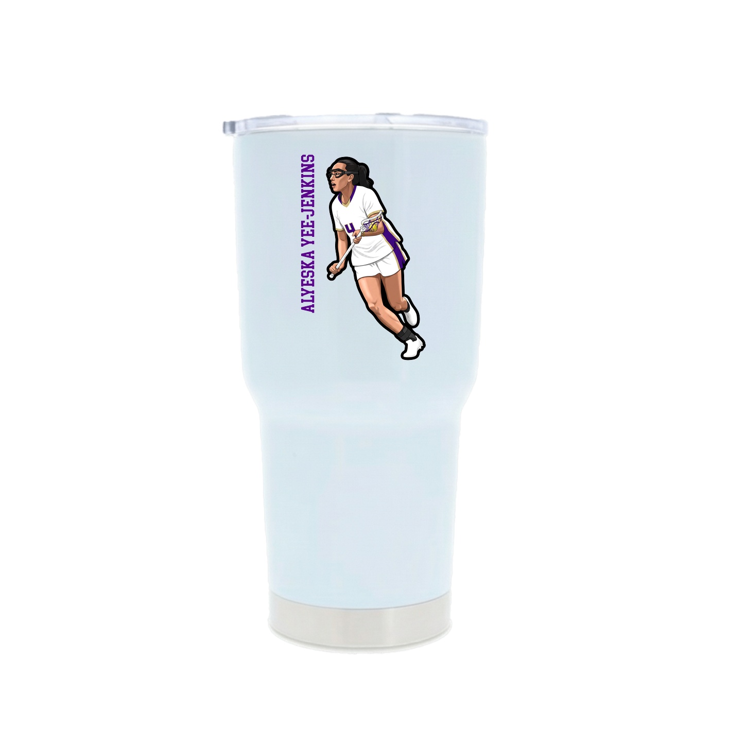 30oz Stainless Steel Tumbler — Name Vertical in White