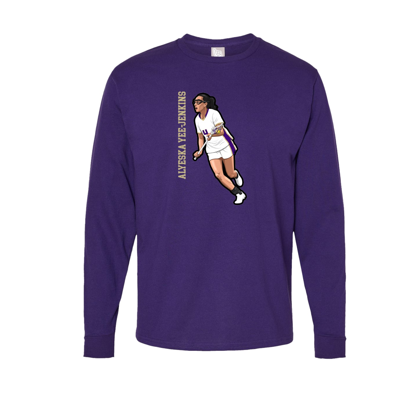 Long Sleeve Tee — Name Vertical in Purple