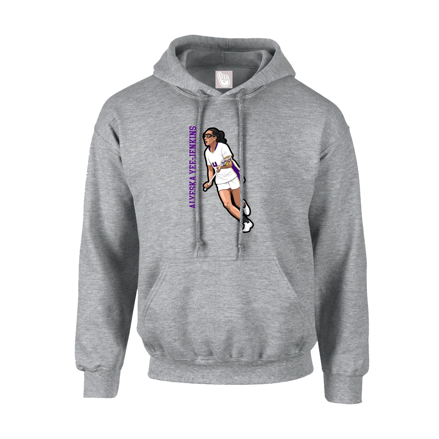 Youth Hoodie — Name Vertical in Grey