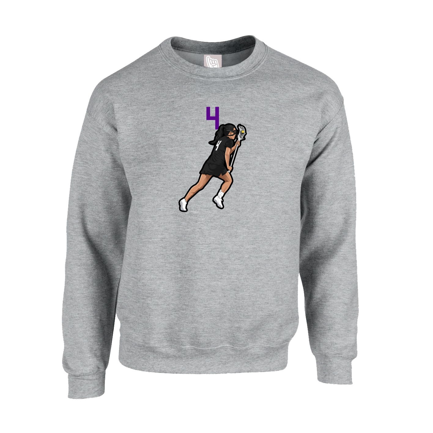Fleece Crew — Number Top in Grey