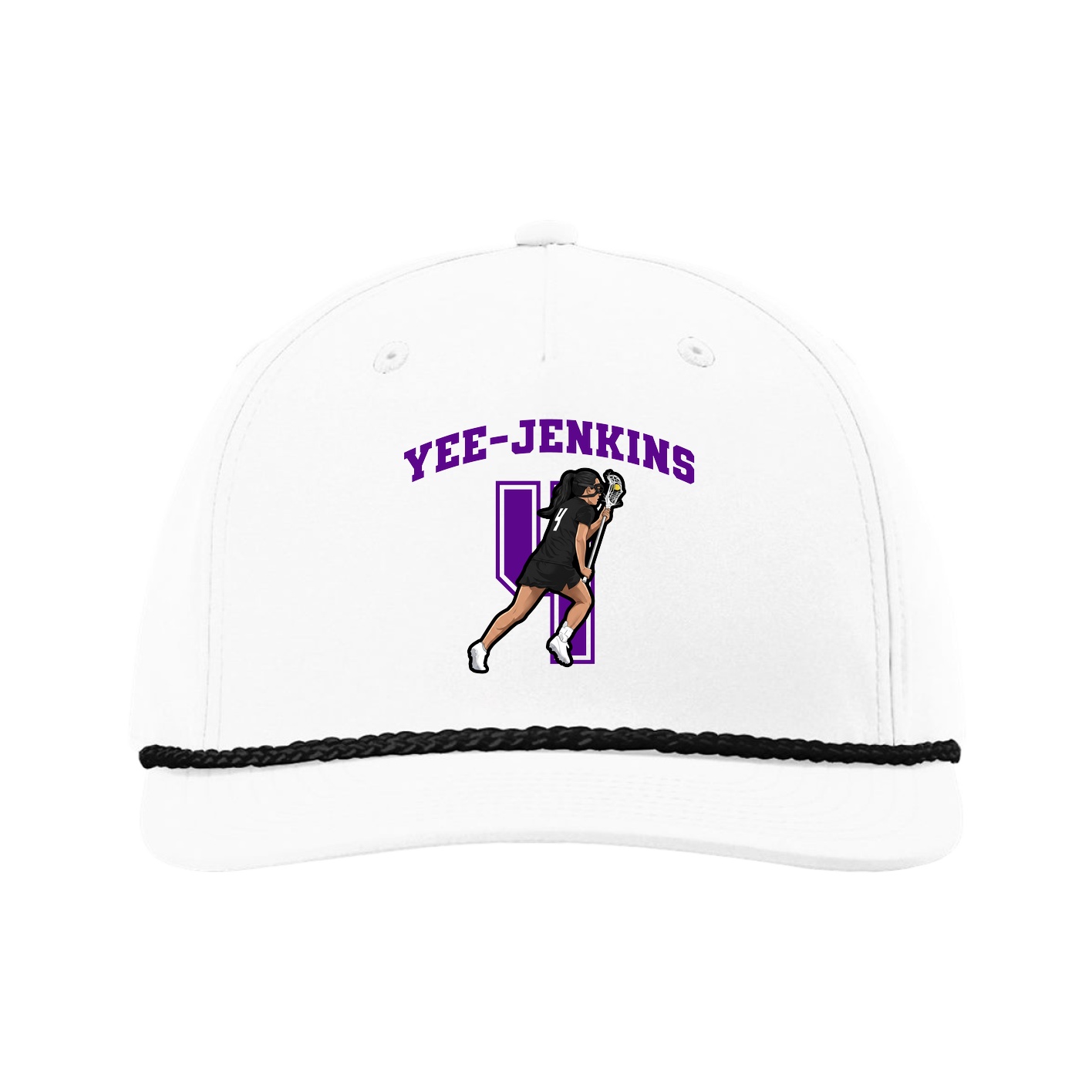 Five-Panel Classic Rope Cap — Number in White
