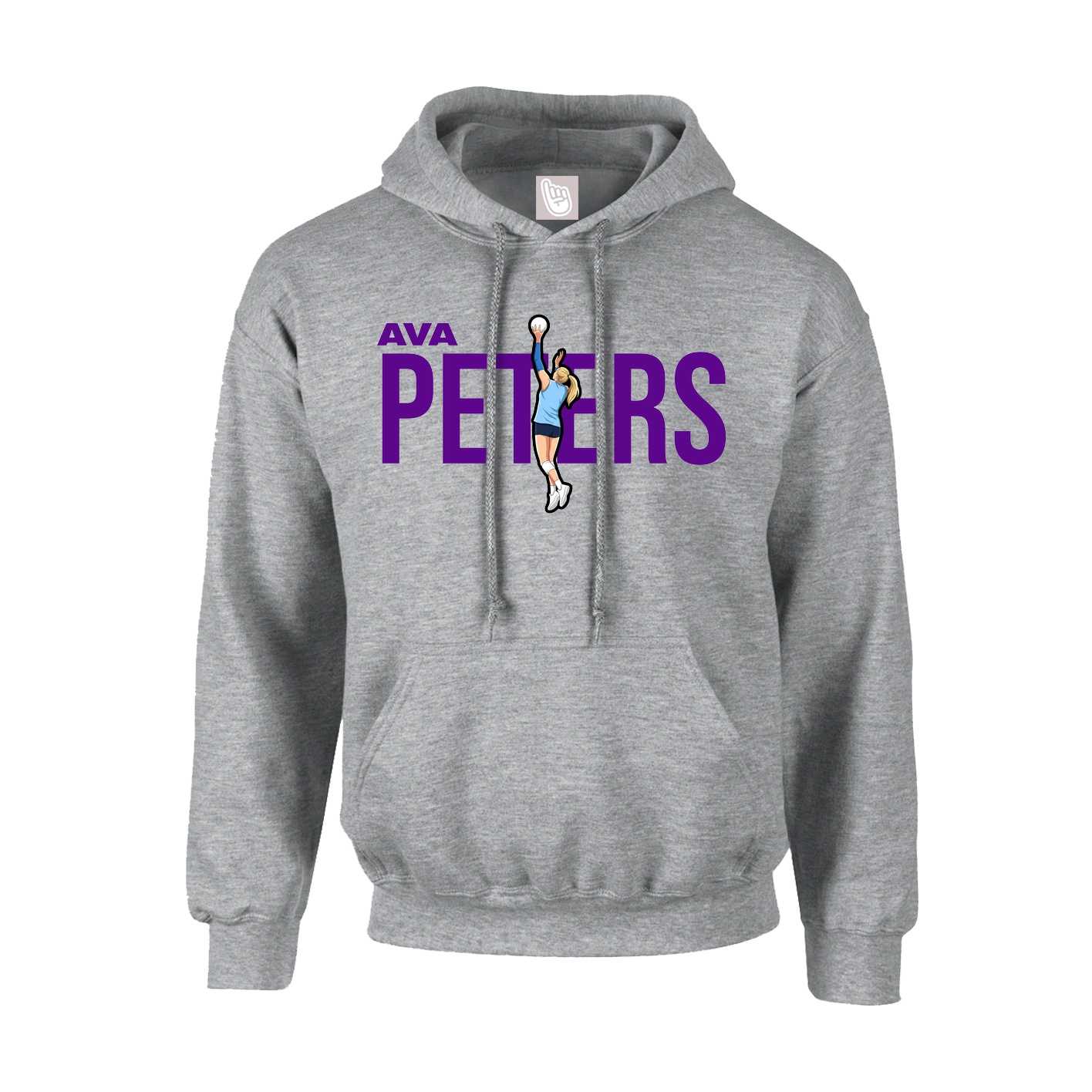Youth Hoodie — Player Name in Grey