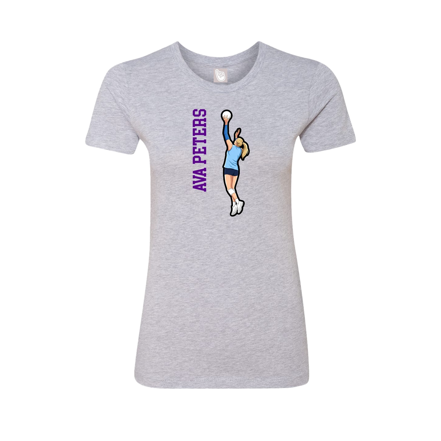 Fitted Women's Tee — Name Vertical in Grey