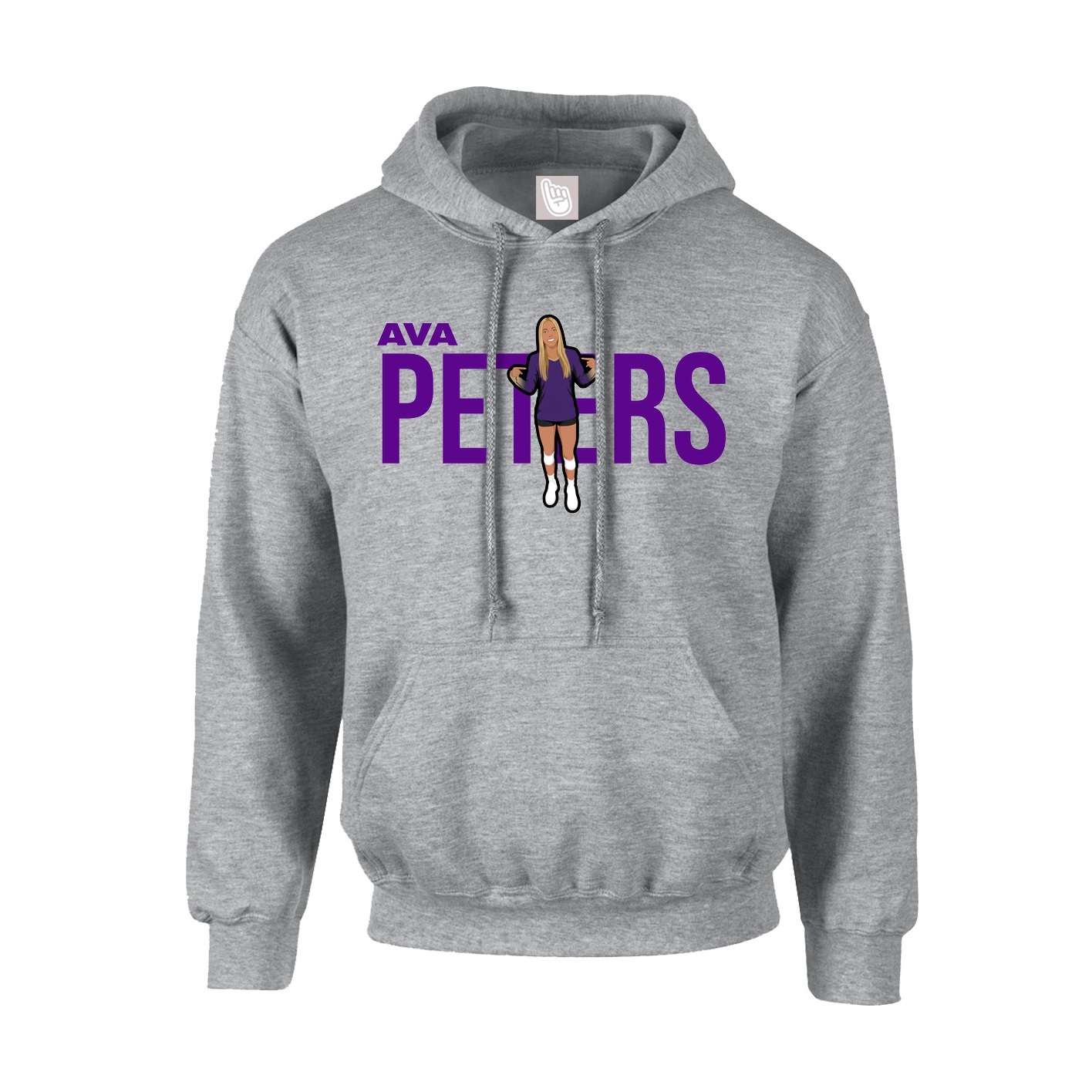 Youth Hoodie — Player Name in Grey