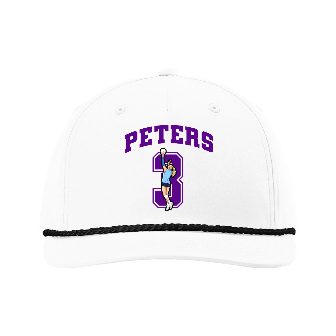 Five-Panel Classic Rope Cap — Number in White