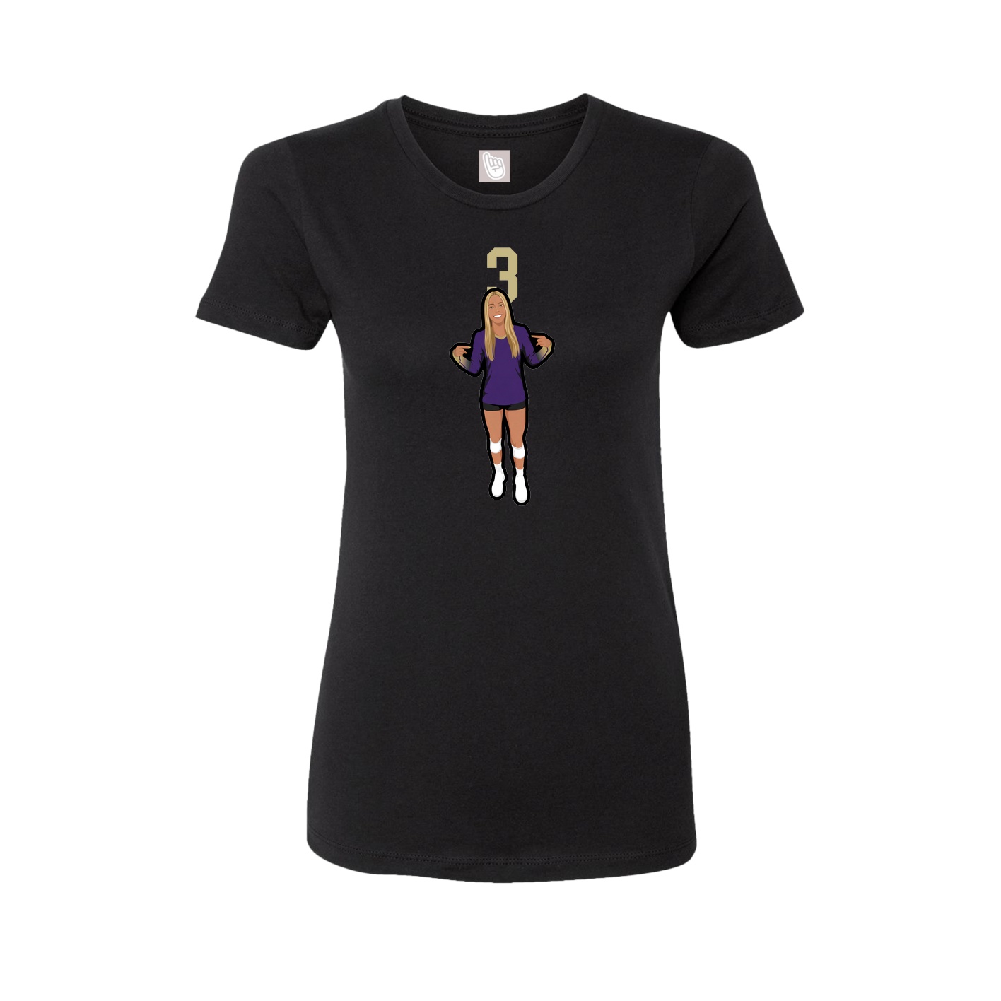 Fitted Women's Tee — Number Top in Black