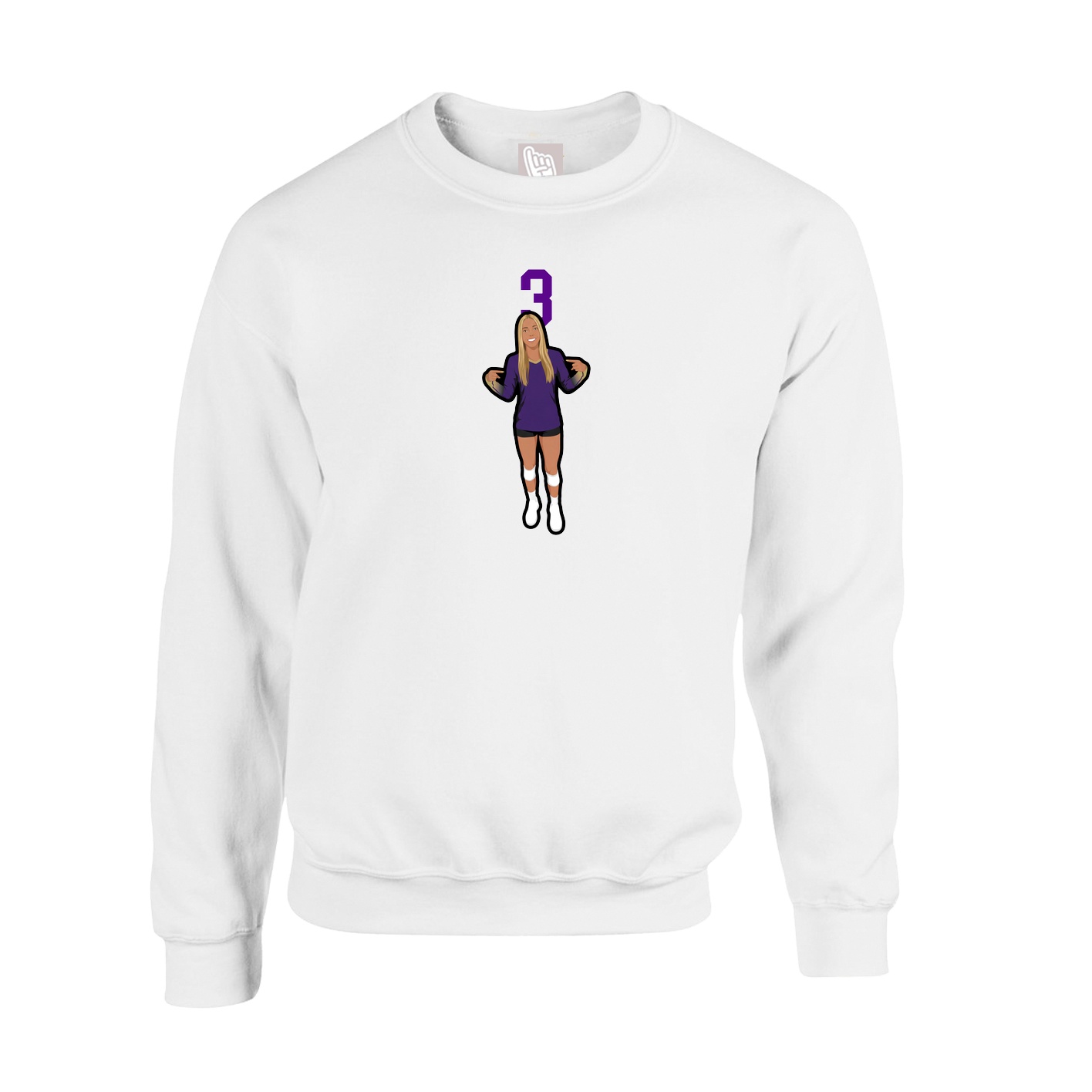 Fleece Crew — Number Top in White