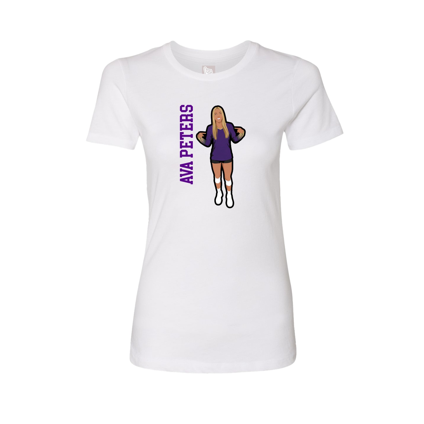 Fitted Women's Tee — Name Vertical in White