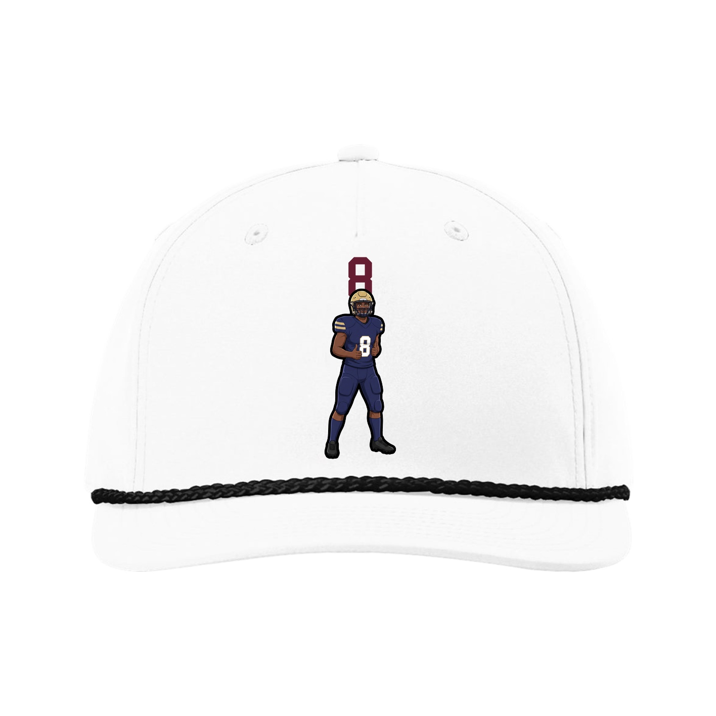 Five-Panel Classic Rope Cap — Number Top in White